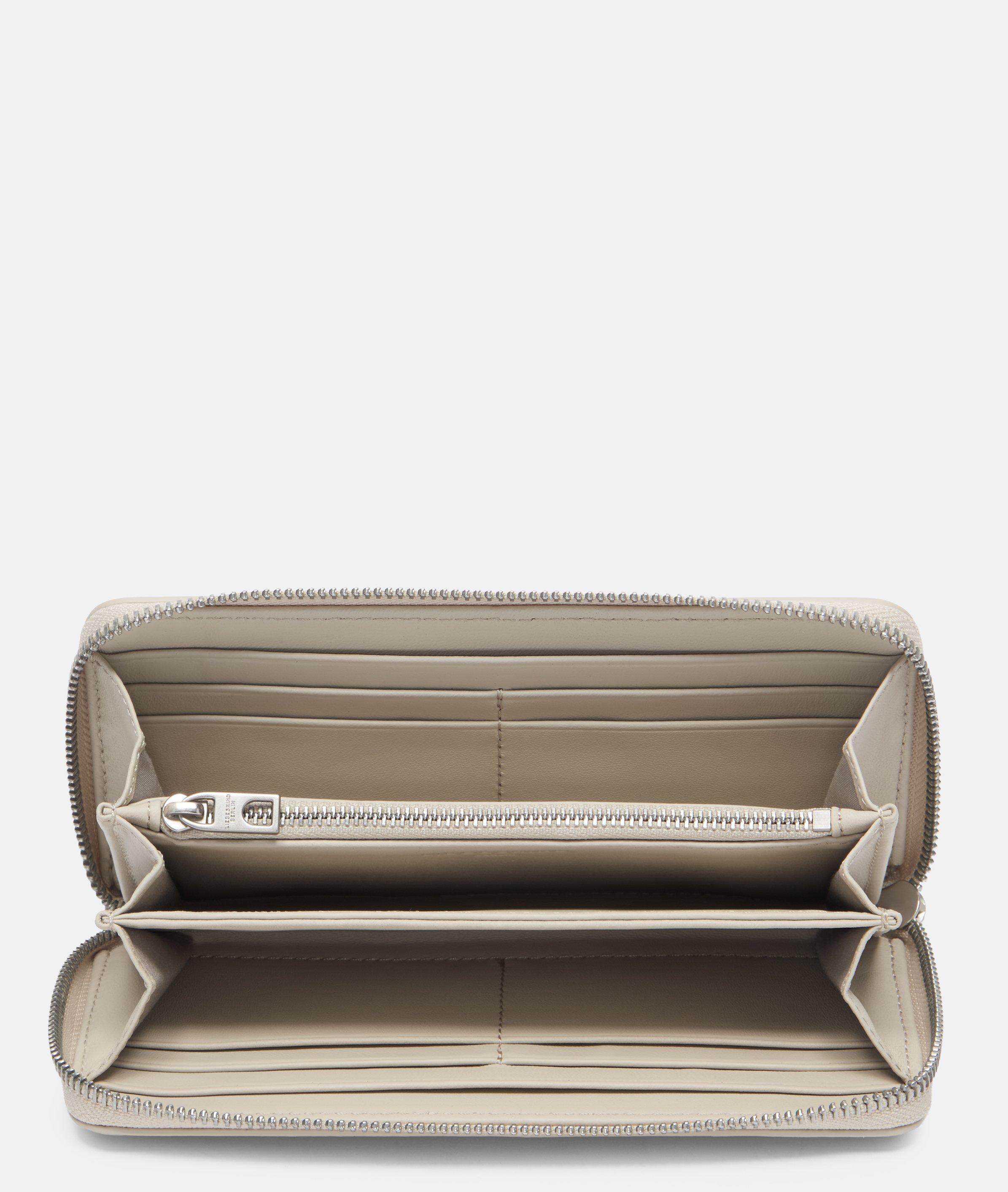 Portemonnee in beige, bruin, zwart & blauw