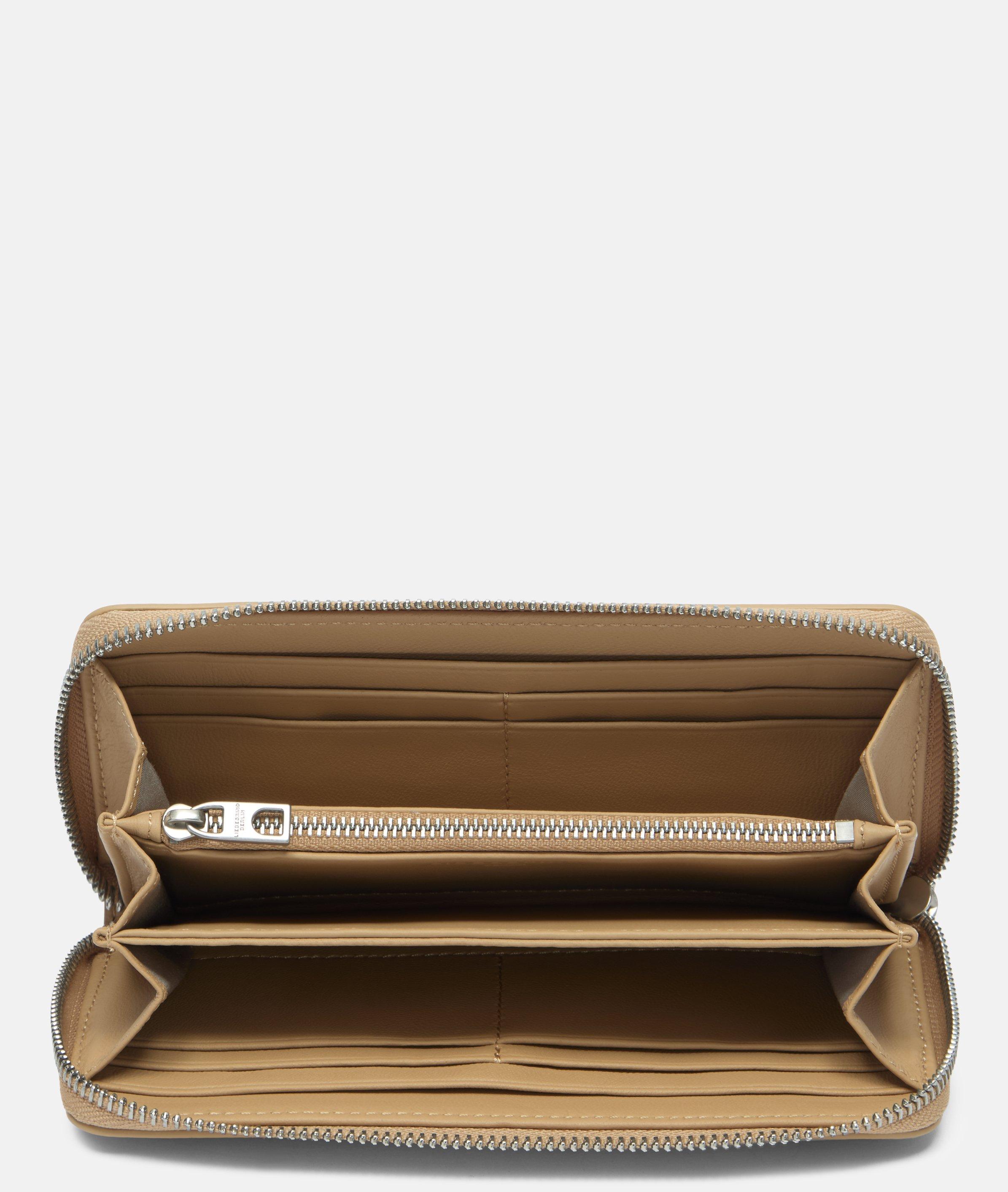 Portemonnee in bruin, zwart, blauw & beige