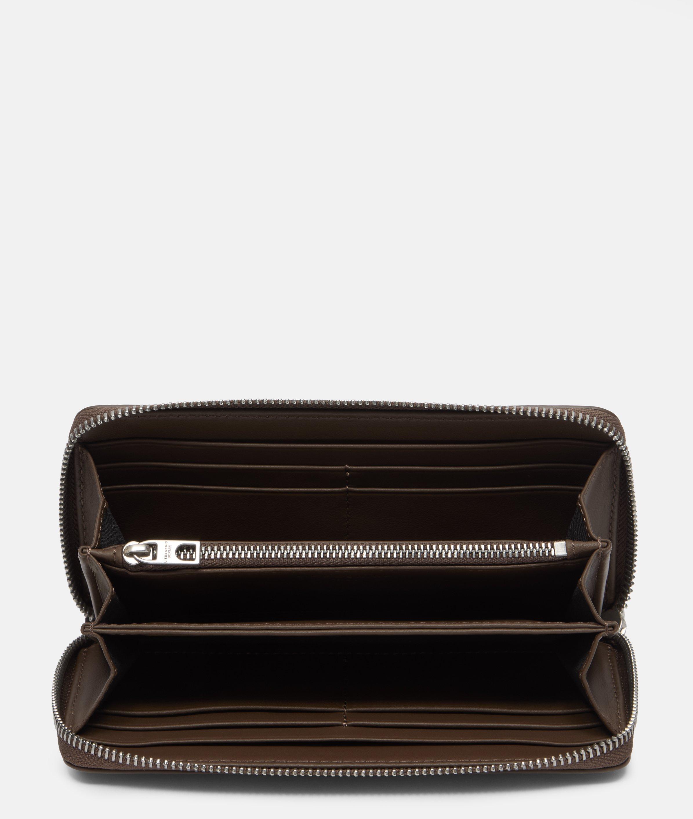 Portefeuille en brun, beige & noir