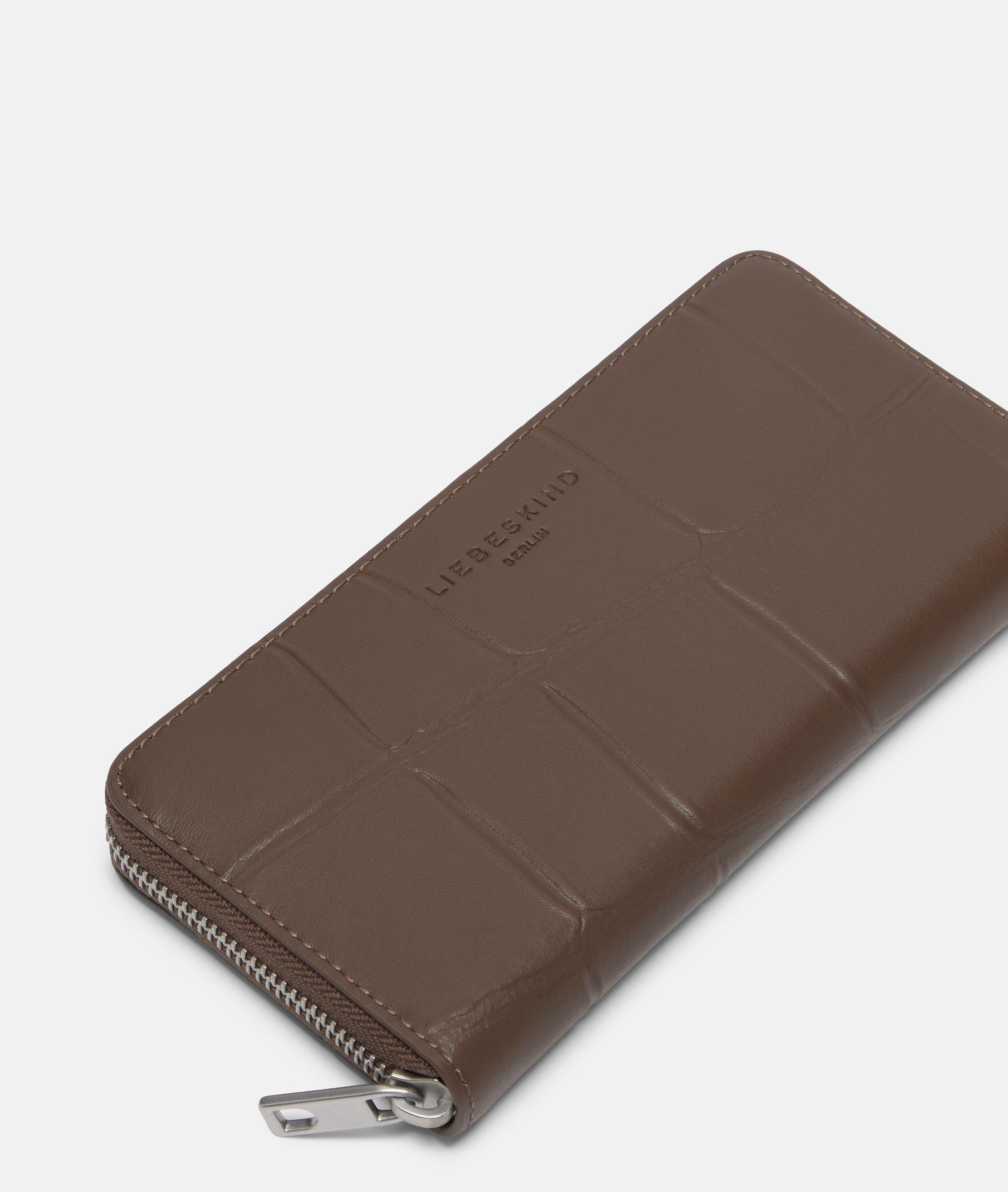 Portefeuille en brun, beige & noir