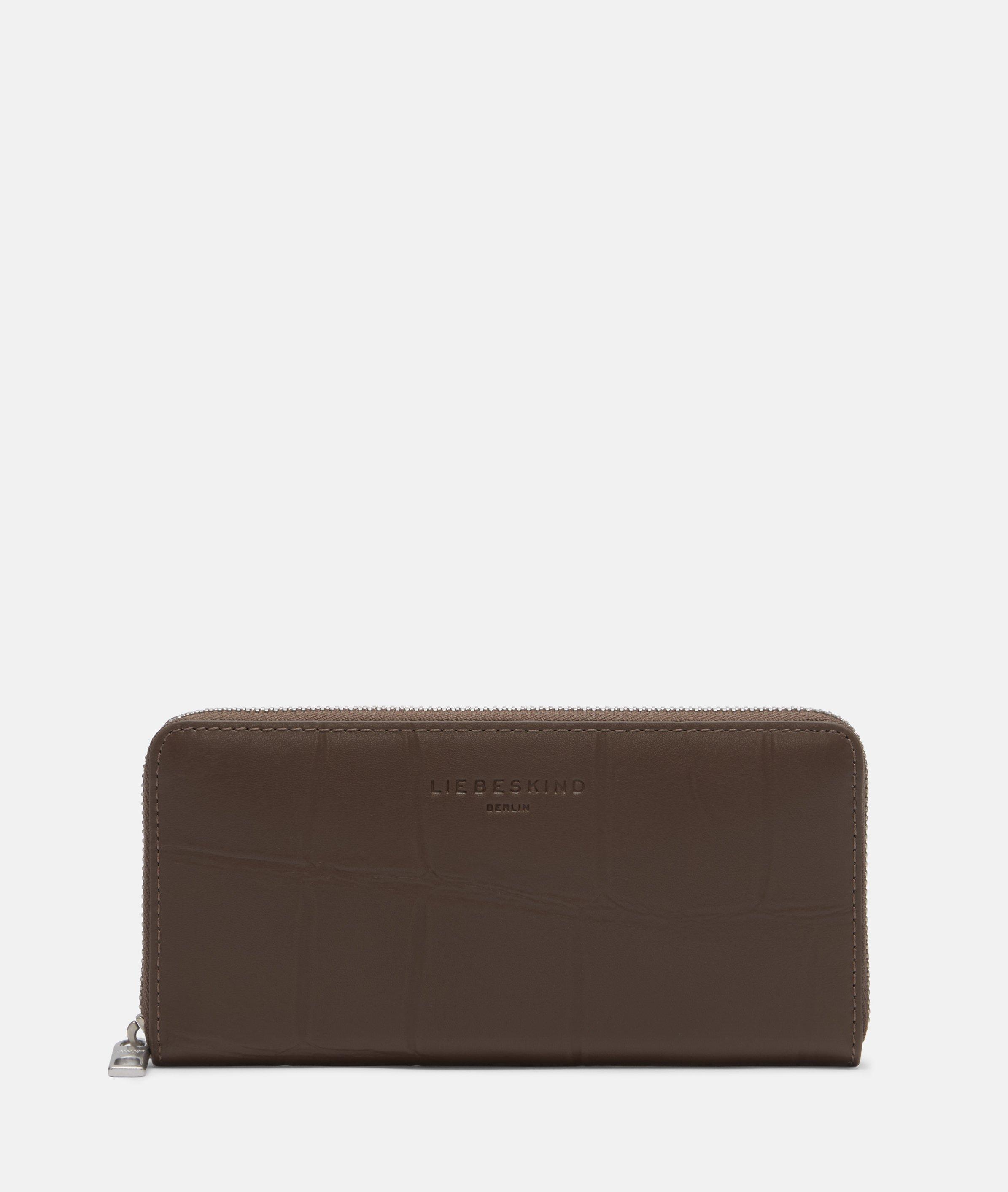 Portefeuille en brun, beige & noir