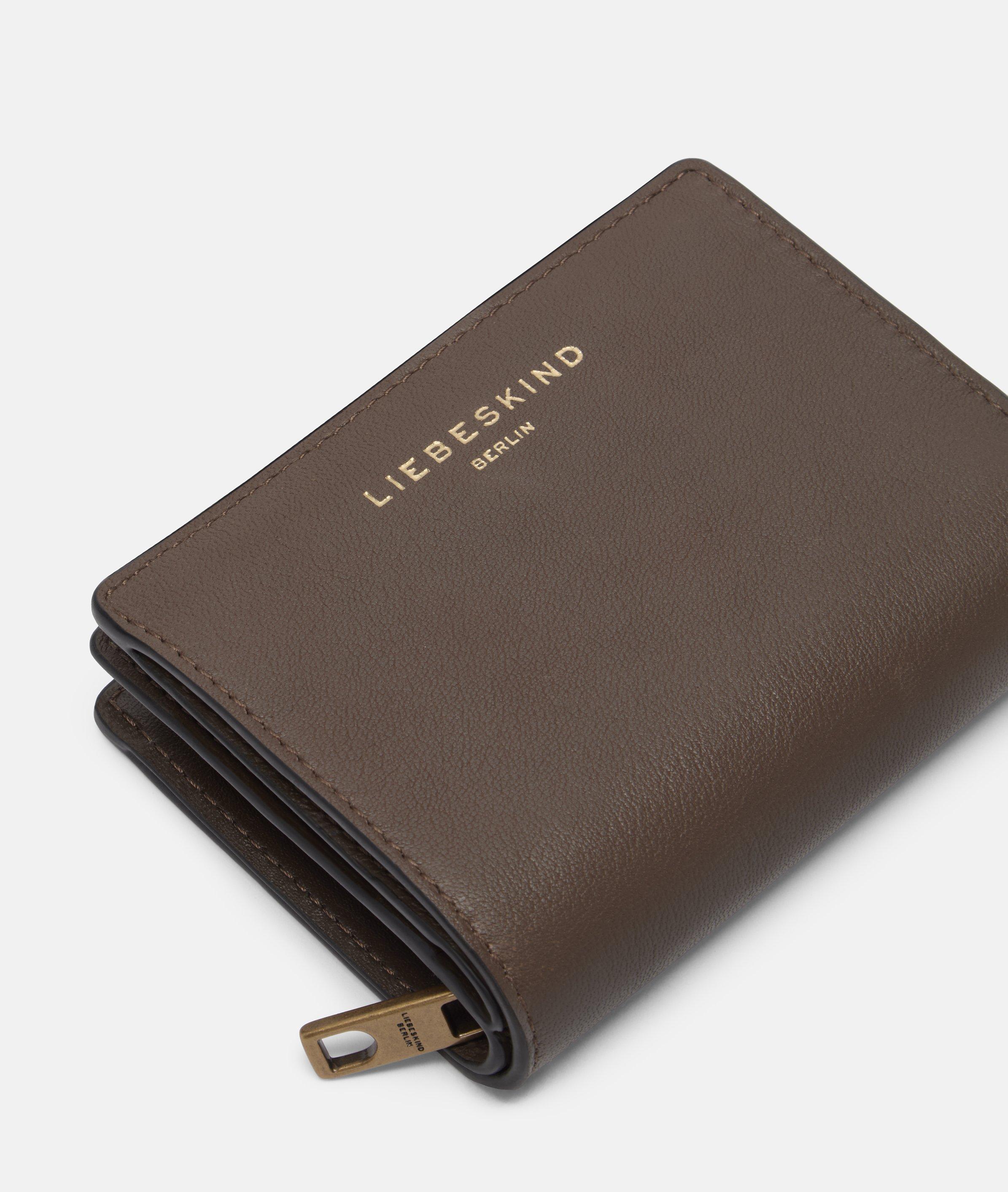 Portefeuille en brun, beige, bleu, brun, vert & noir