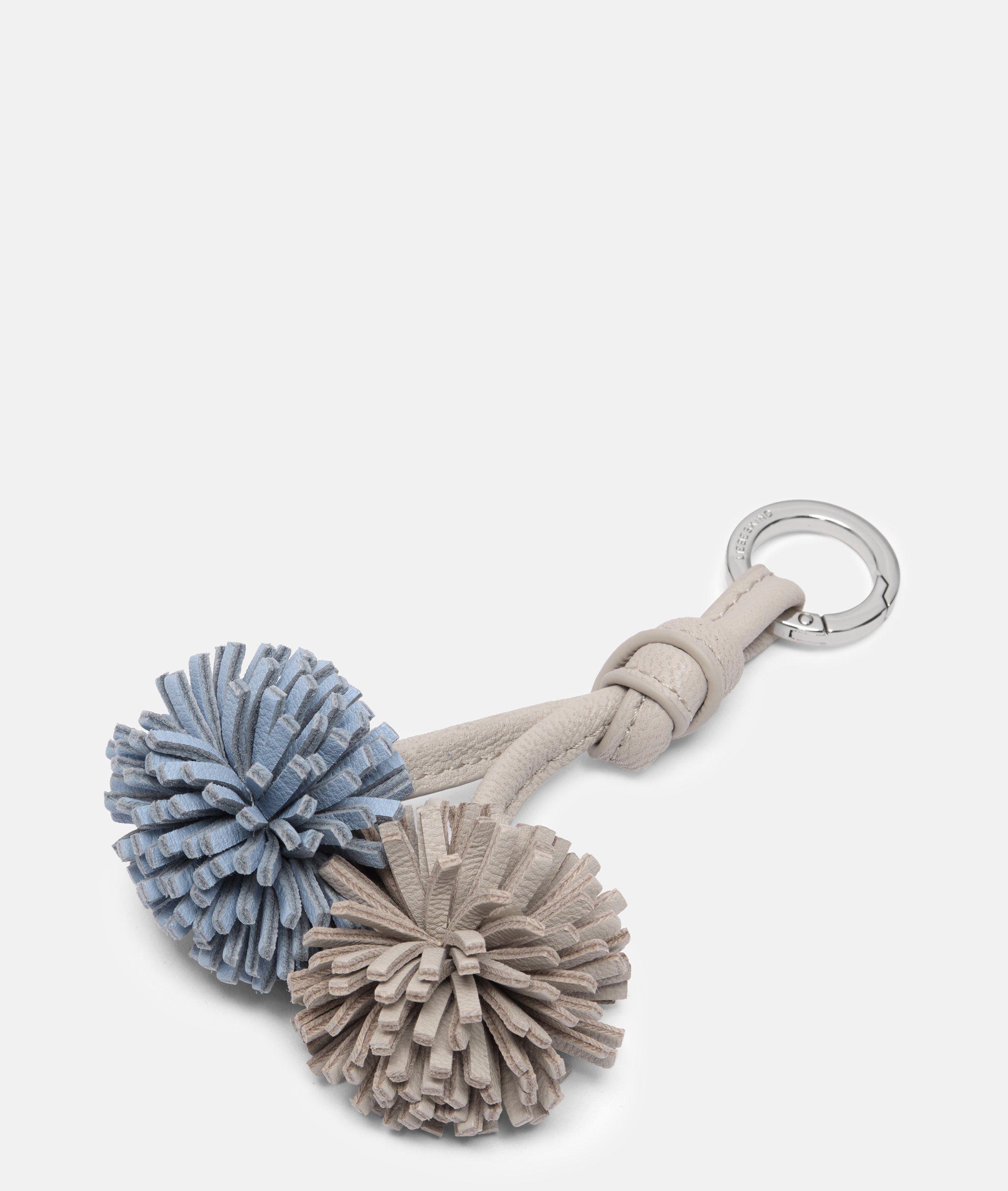 Pom-Pom Pendant in beige, schwarz & blau
