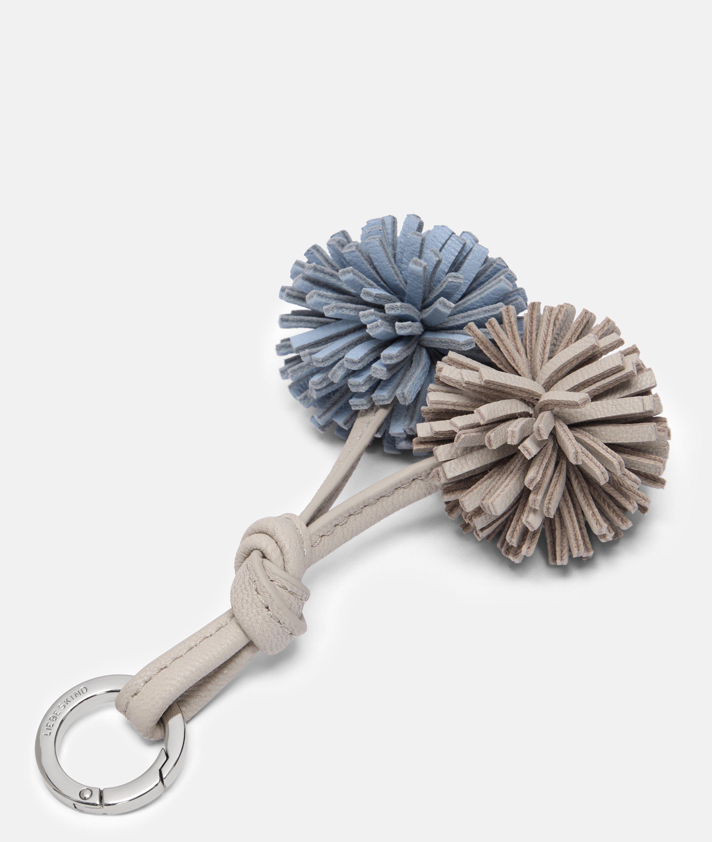 Pom-Pom Pendant in beige, schwarz & blau