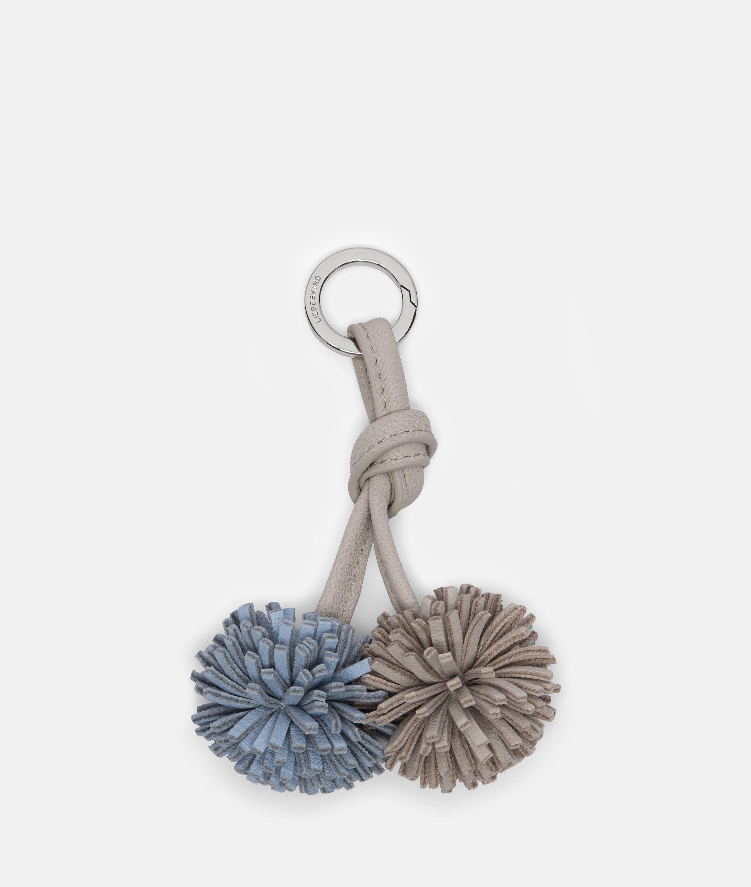 Pom-Pom Pendant in beige, schwarz & blau