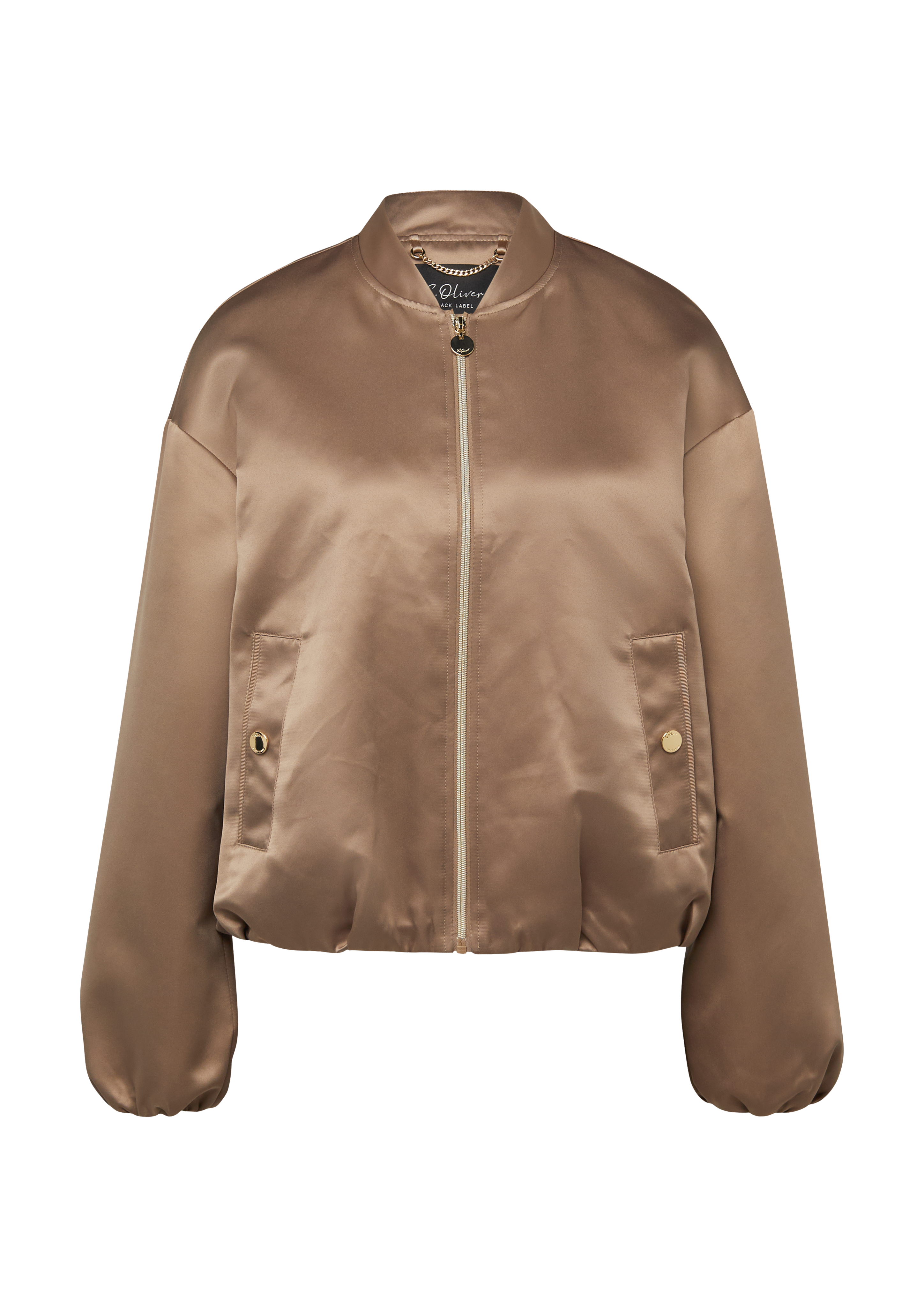 Gefütterter Blouson aus Satin mit Gummizug und Pattentaschen