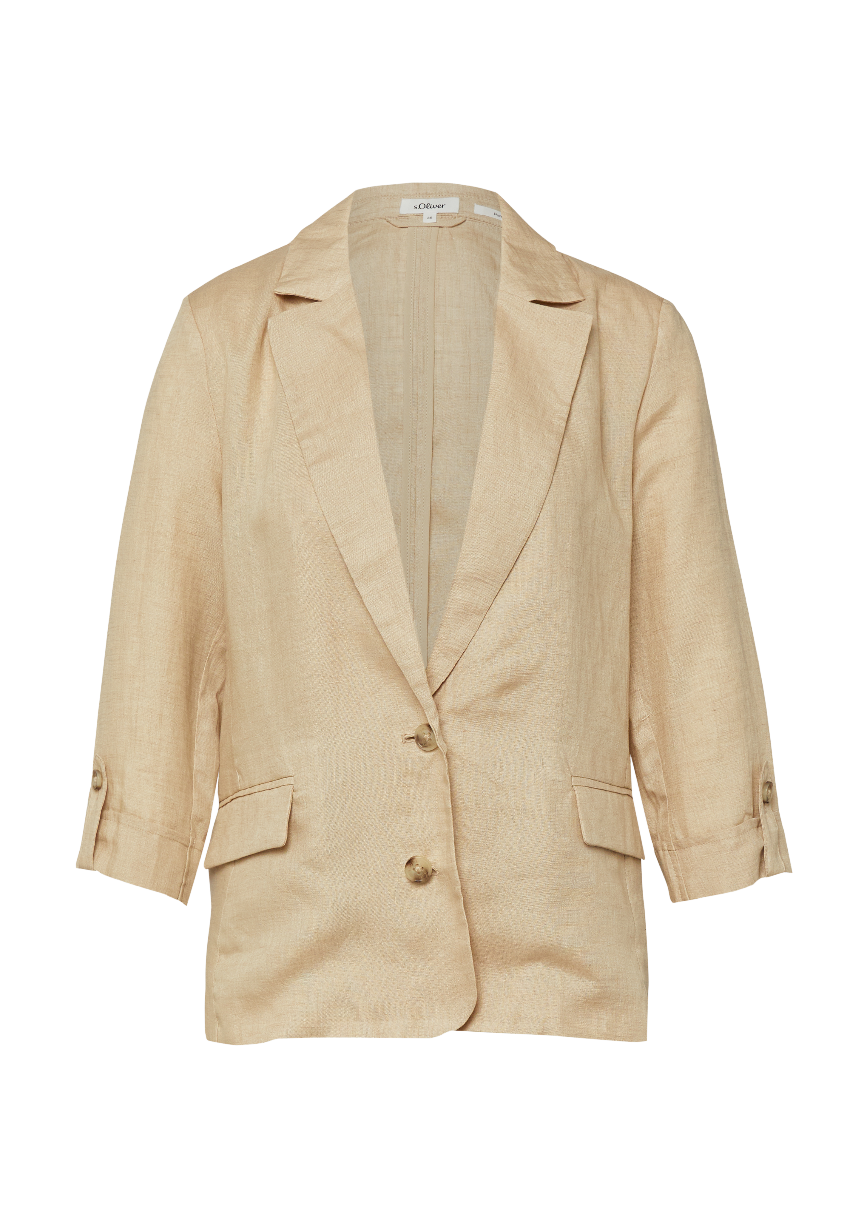 Halflange linnen blazer met klepzakken en reverskraag