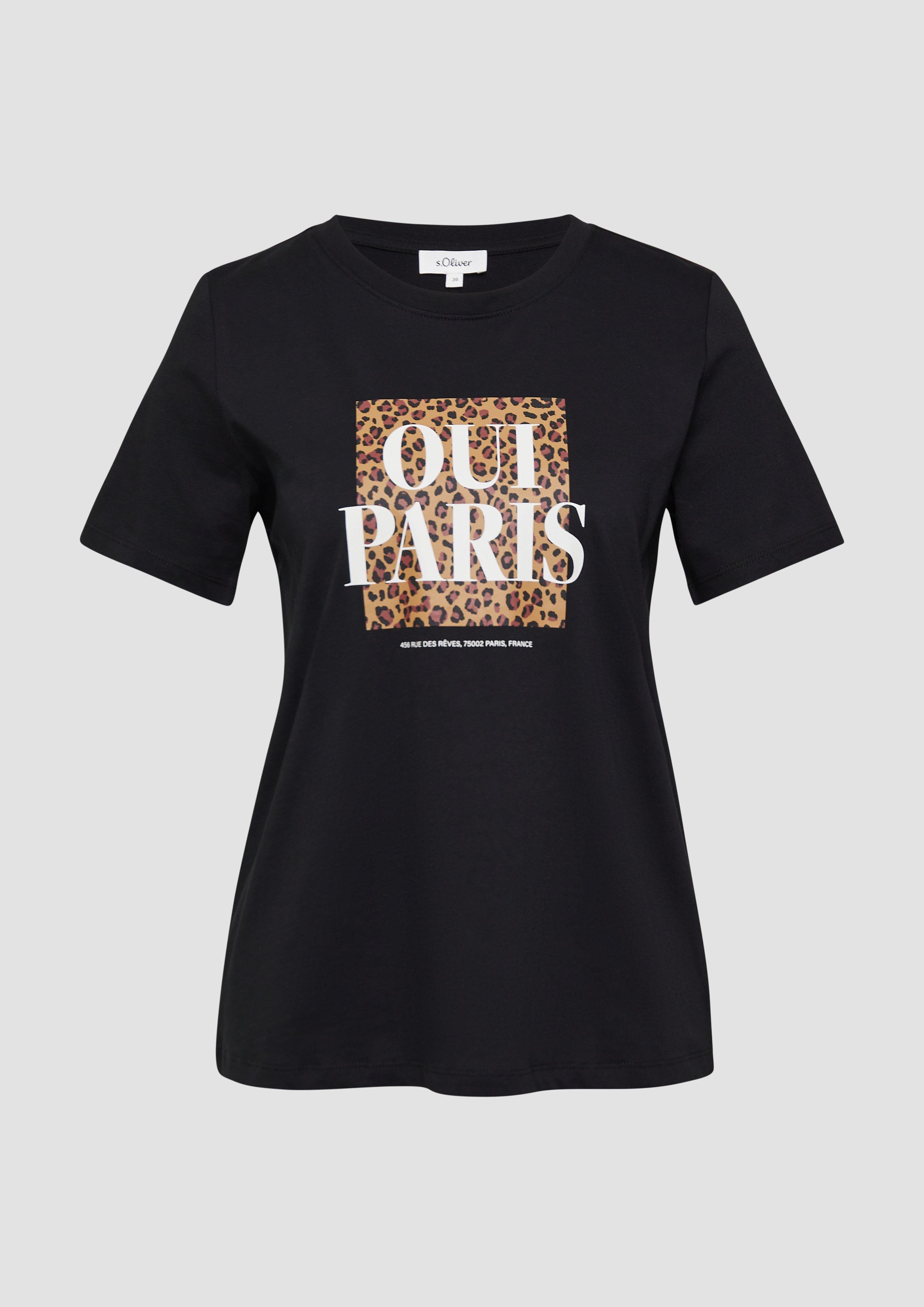s.Oliver - T-Shirt mit Frontprint, Damen, schwarz