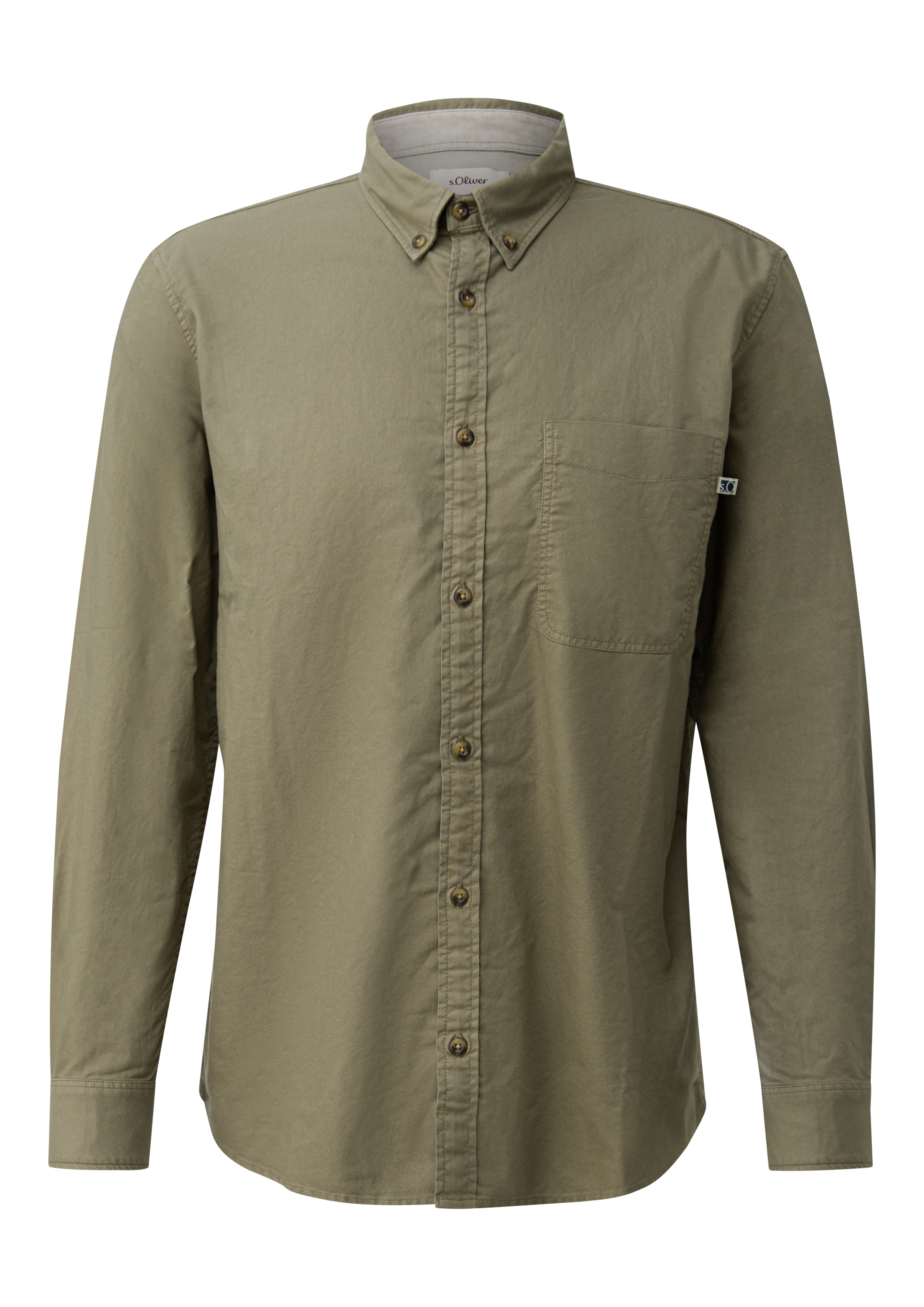 Regular Fit: Langarmhemd mit Garment Dye und Button-Down-Kragen