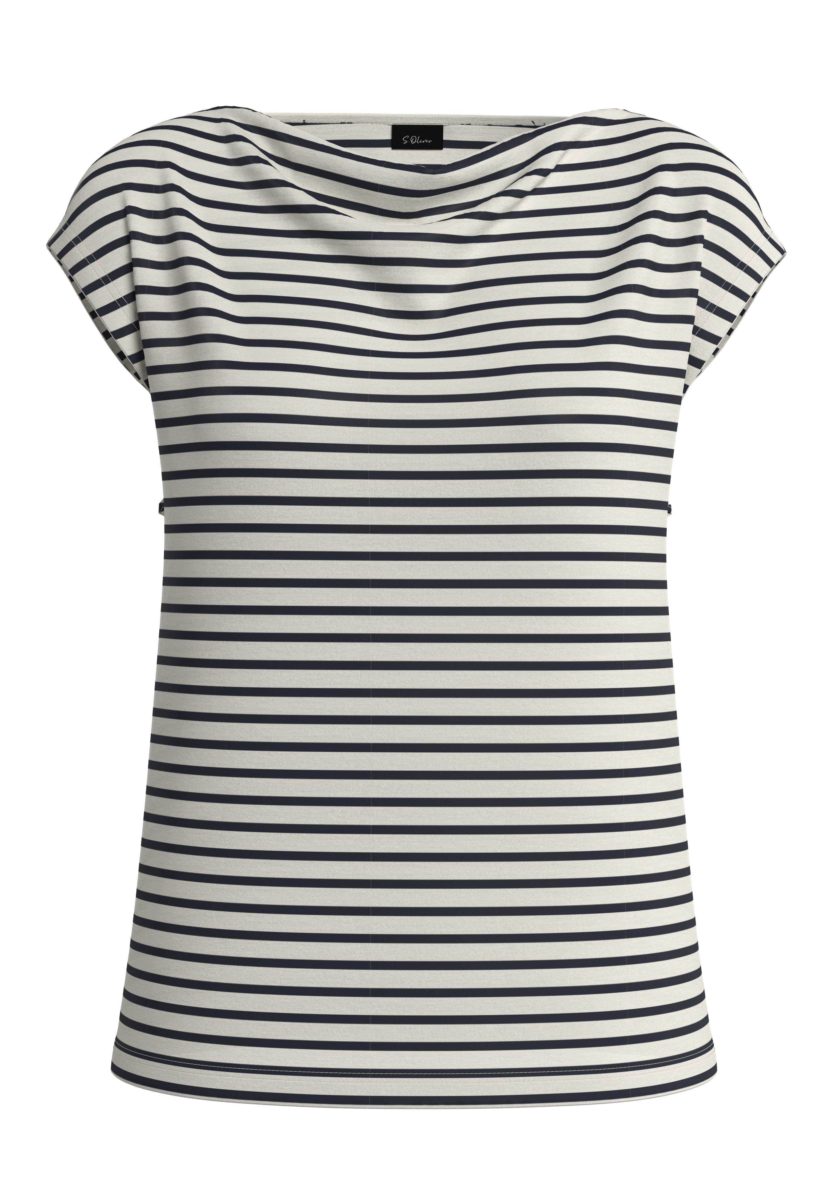 Viskoseshirt mit Wasserfall-Ausschnitt und Streifen