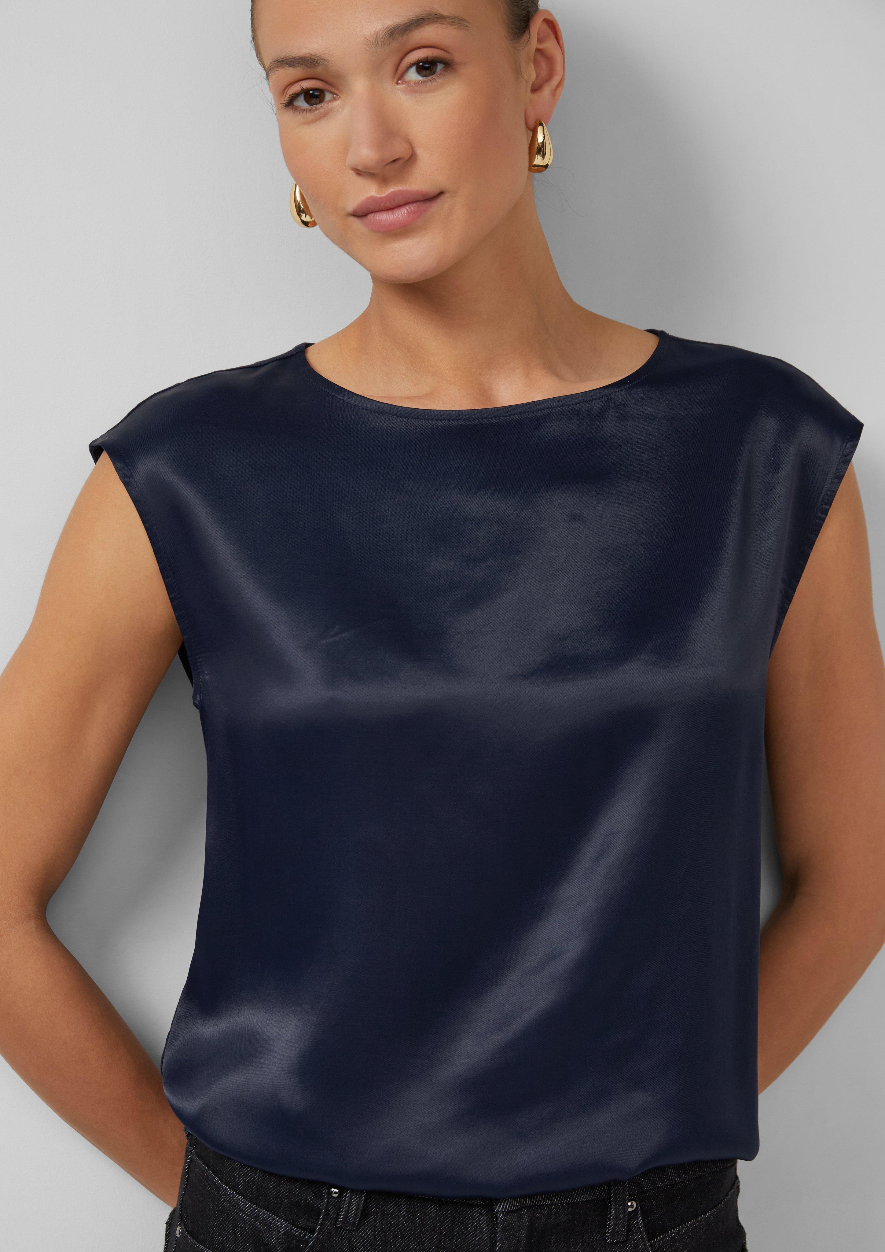 Ärmelloses Viskose-Shirt im Fabricmix