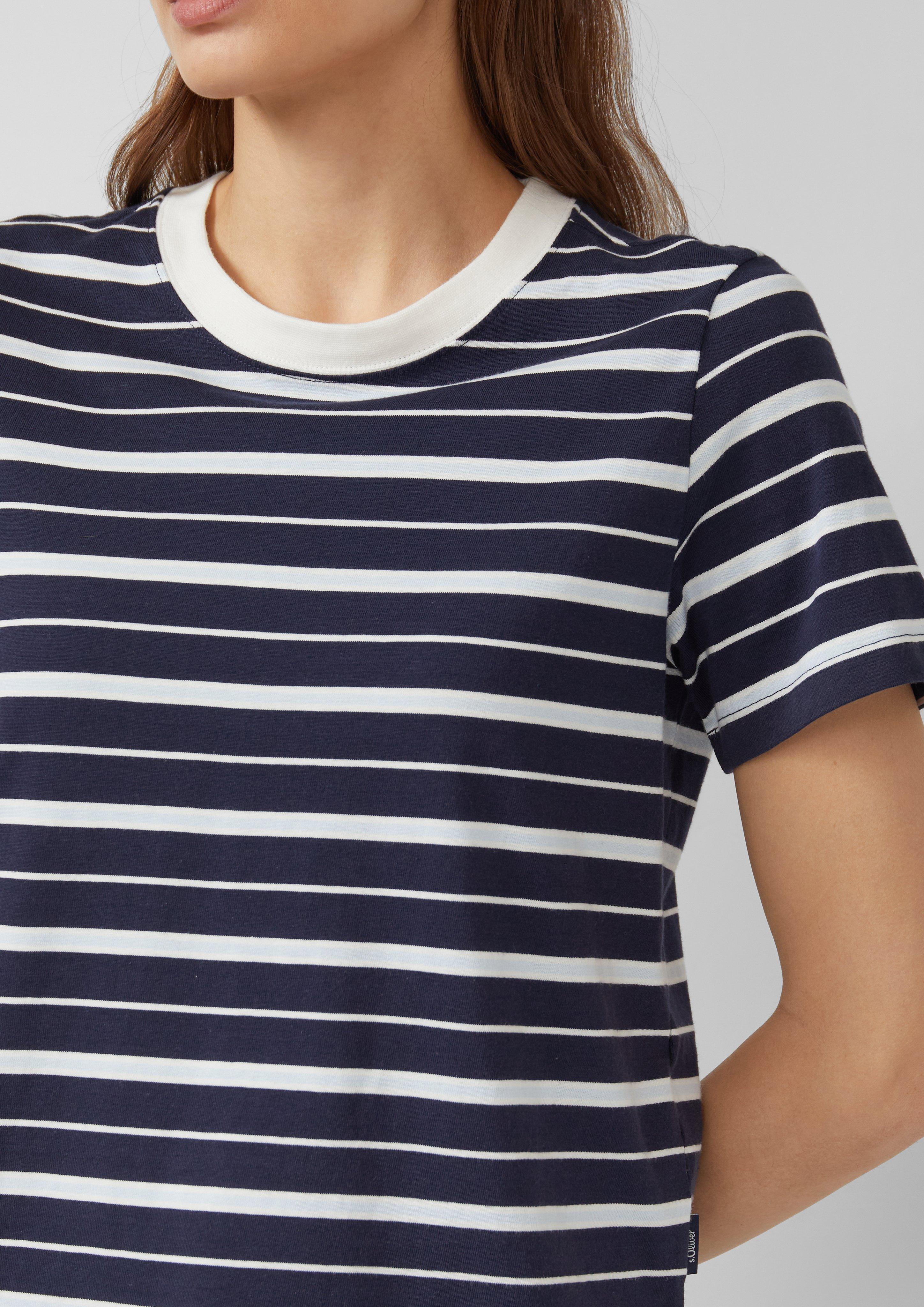 Verkürztes Jersey-T-Shirt mit Streifen