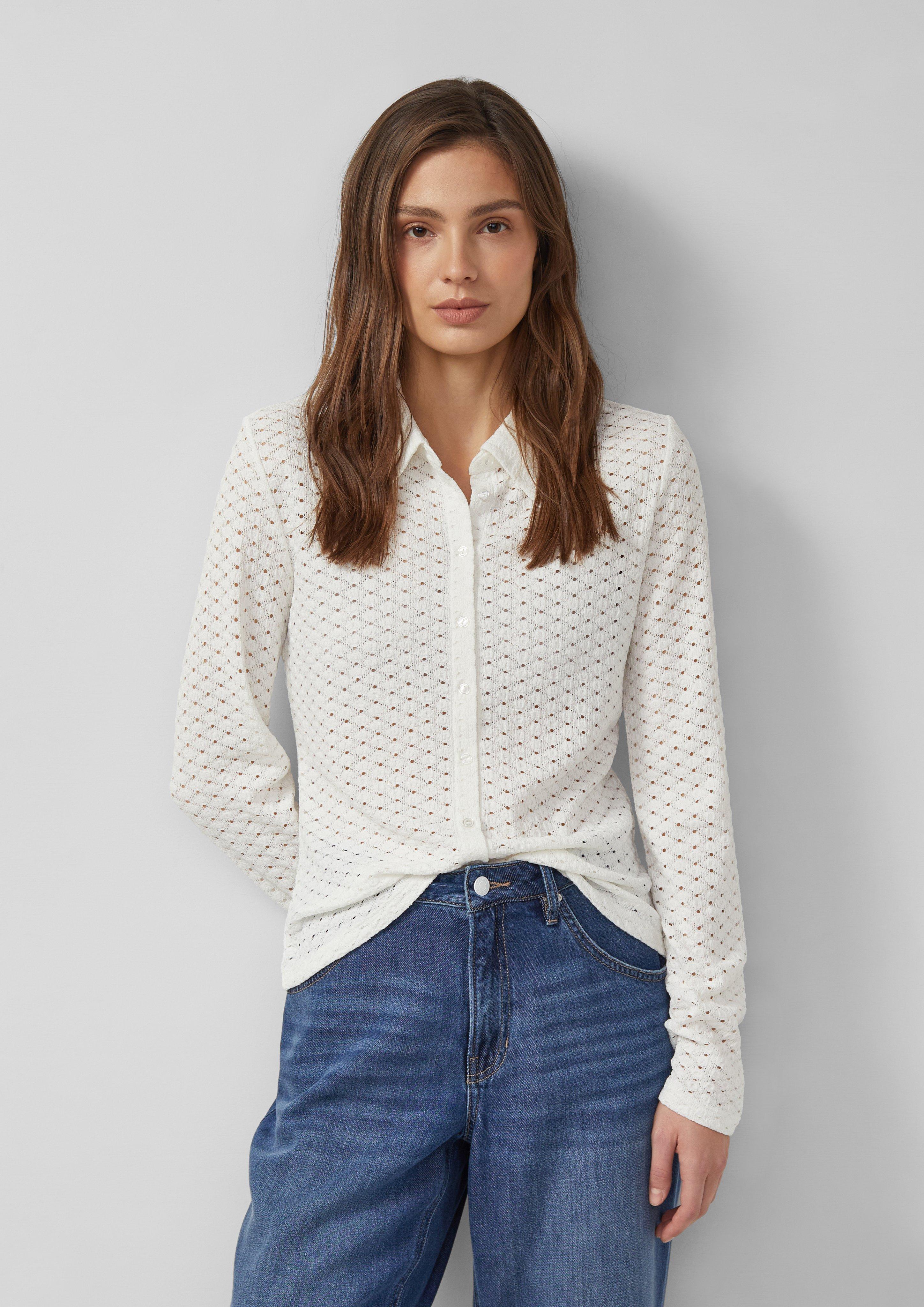 Thumbnail - Jersey-Bluse aus Lochspitze