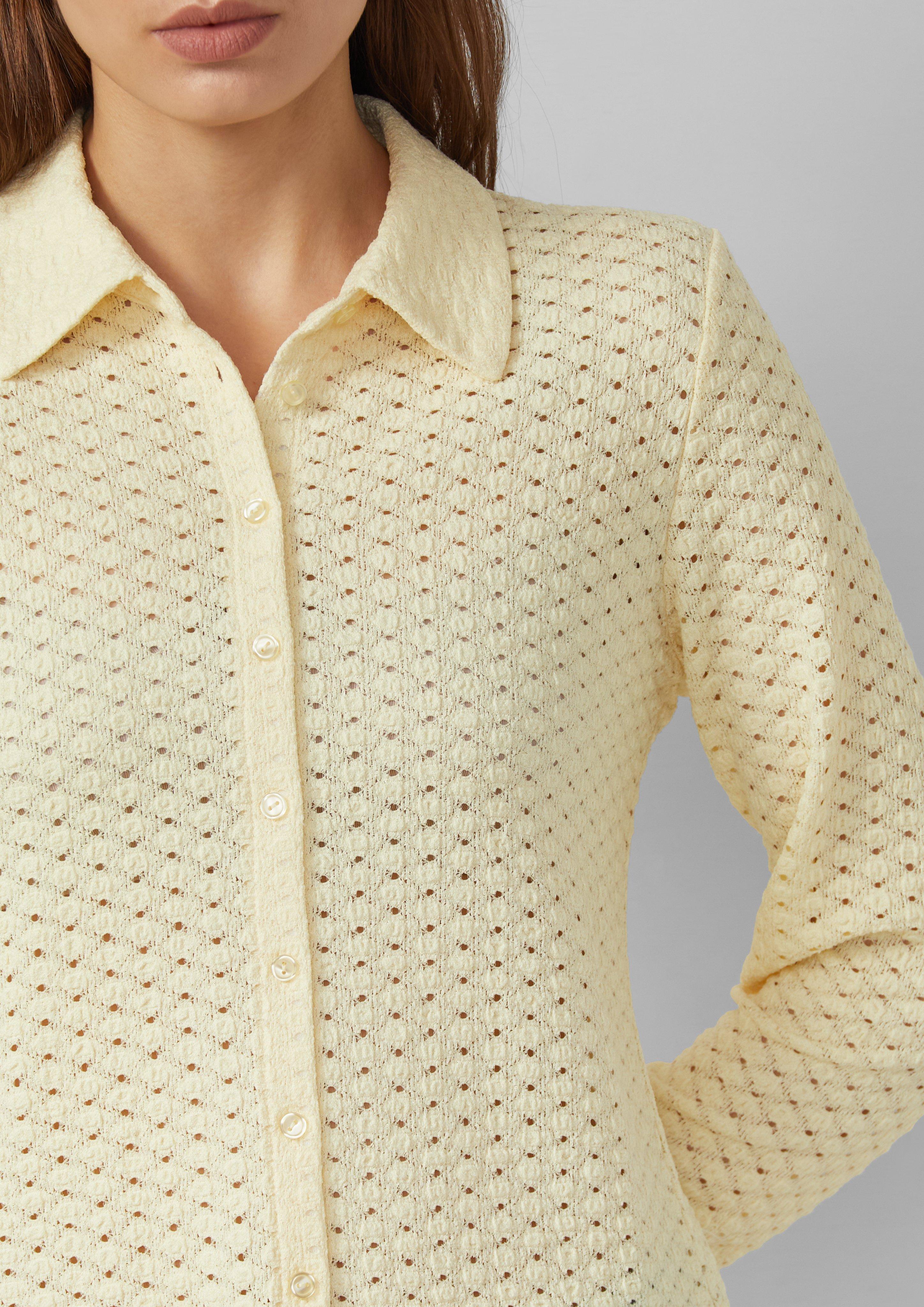 Jersey-Bluse aus Lochspitze