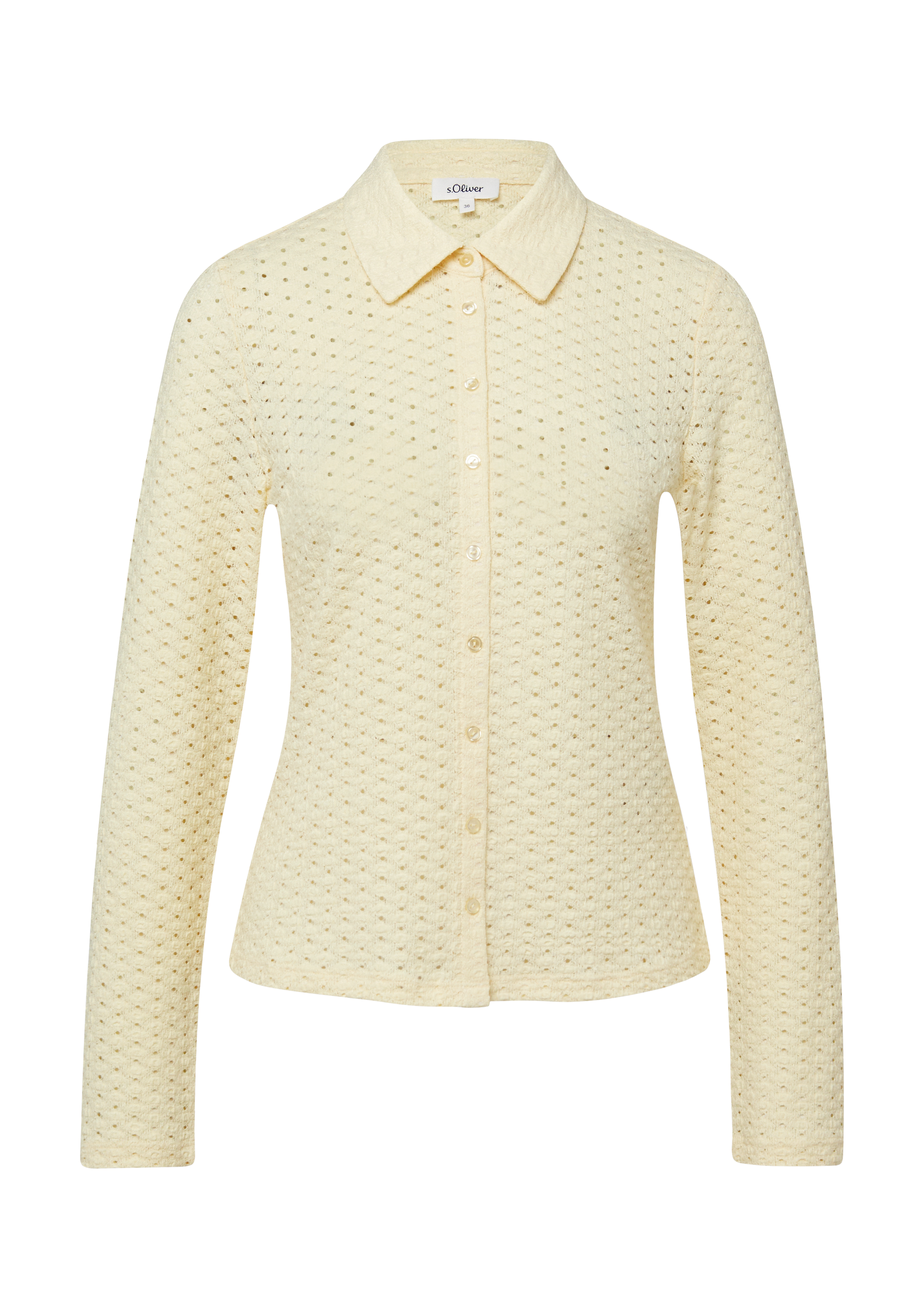 Jersey blouse van geperforeerd kant