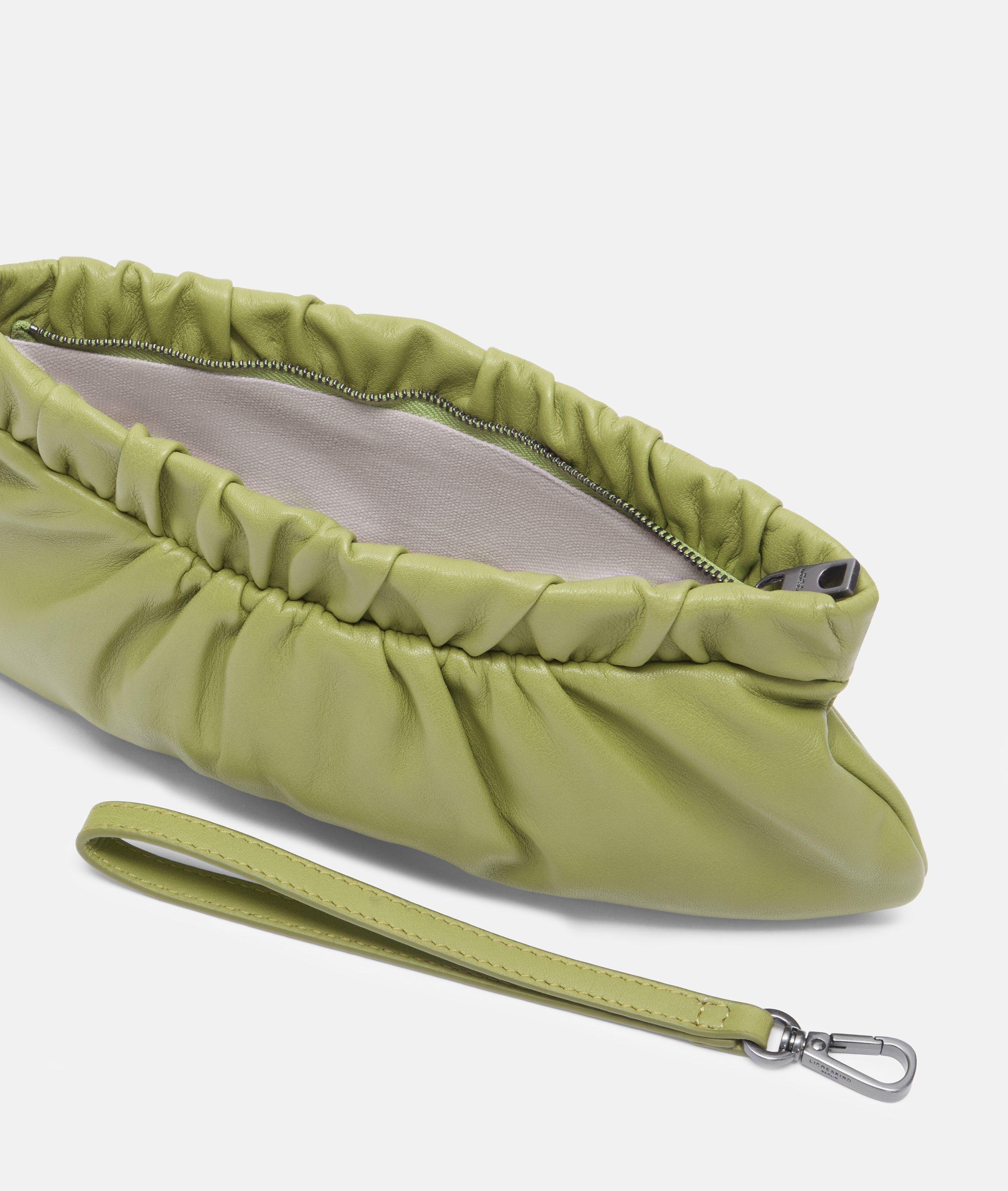 Clutch S in grün, beige, schwarz & blau