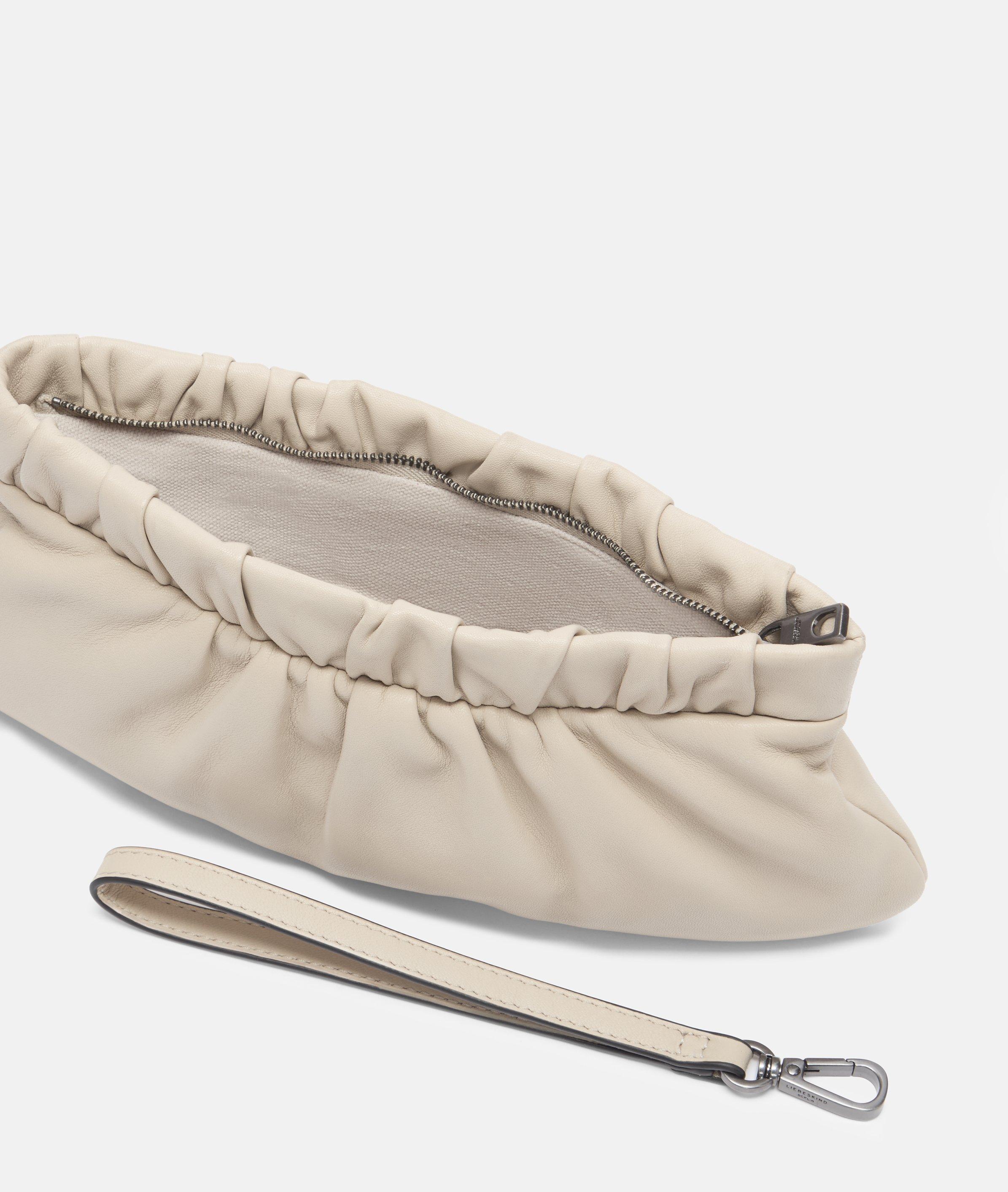 Clutch S in beige, schwarz, grün & blau