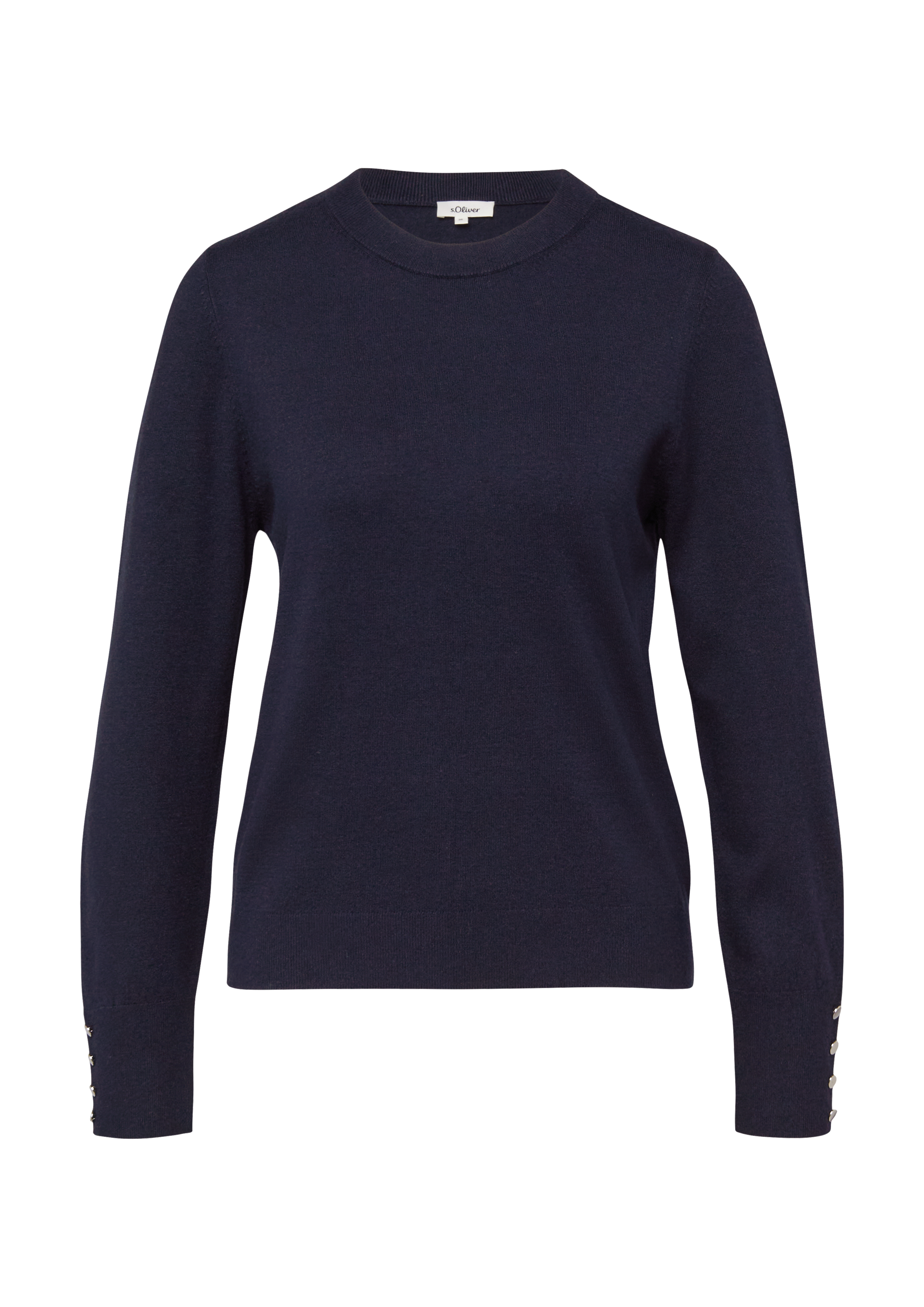 Feinstrickpullover aus Viskosemix mit Zierknöpfen