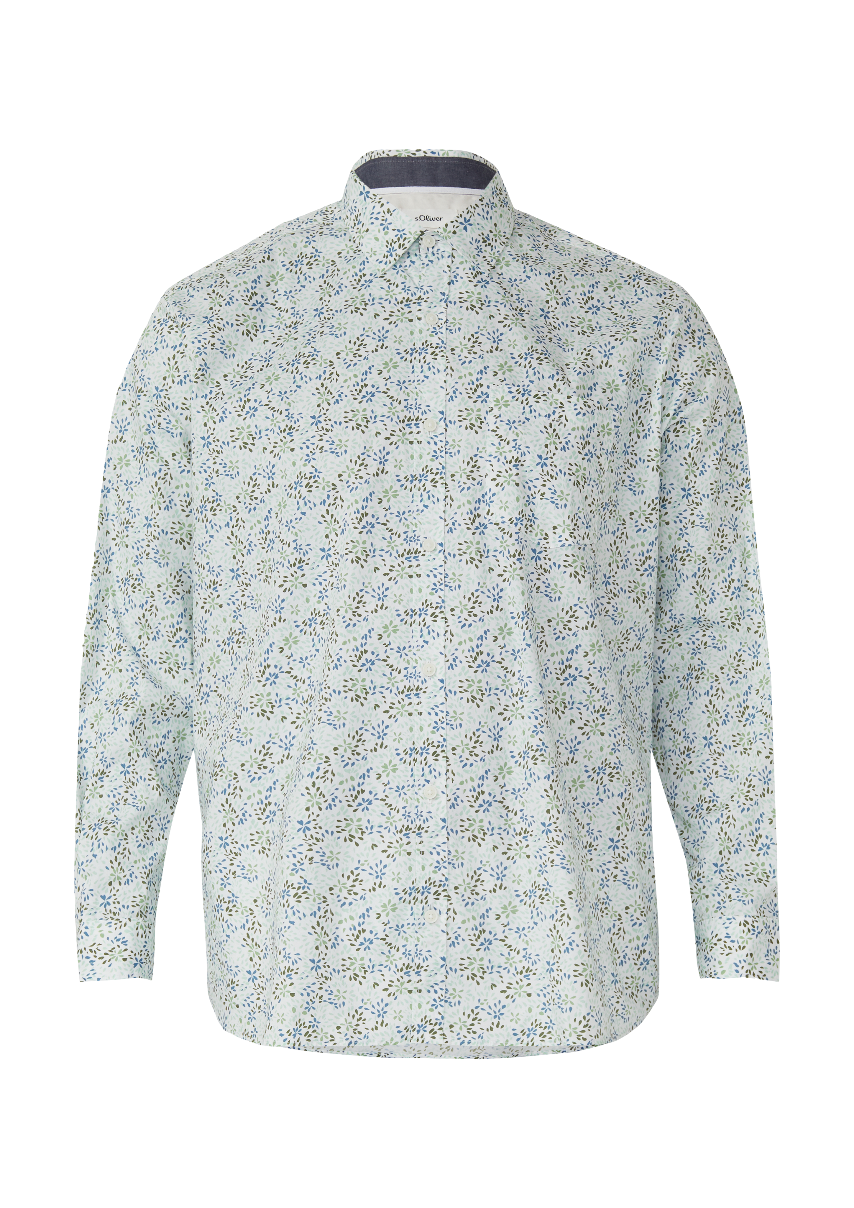 s.Oliver Slim Fit, Langarmhemd Mit All-over-Print Und Kentkragen