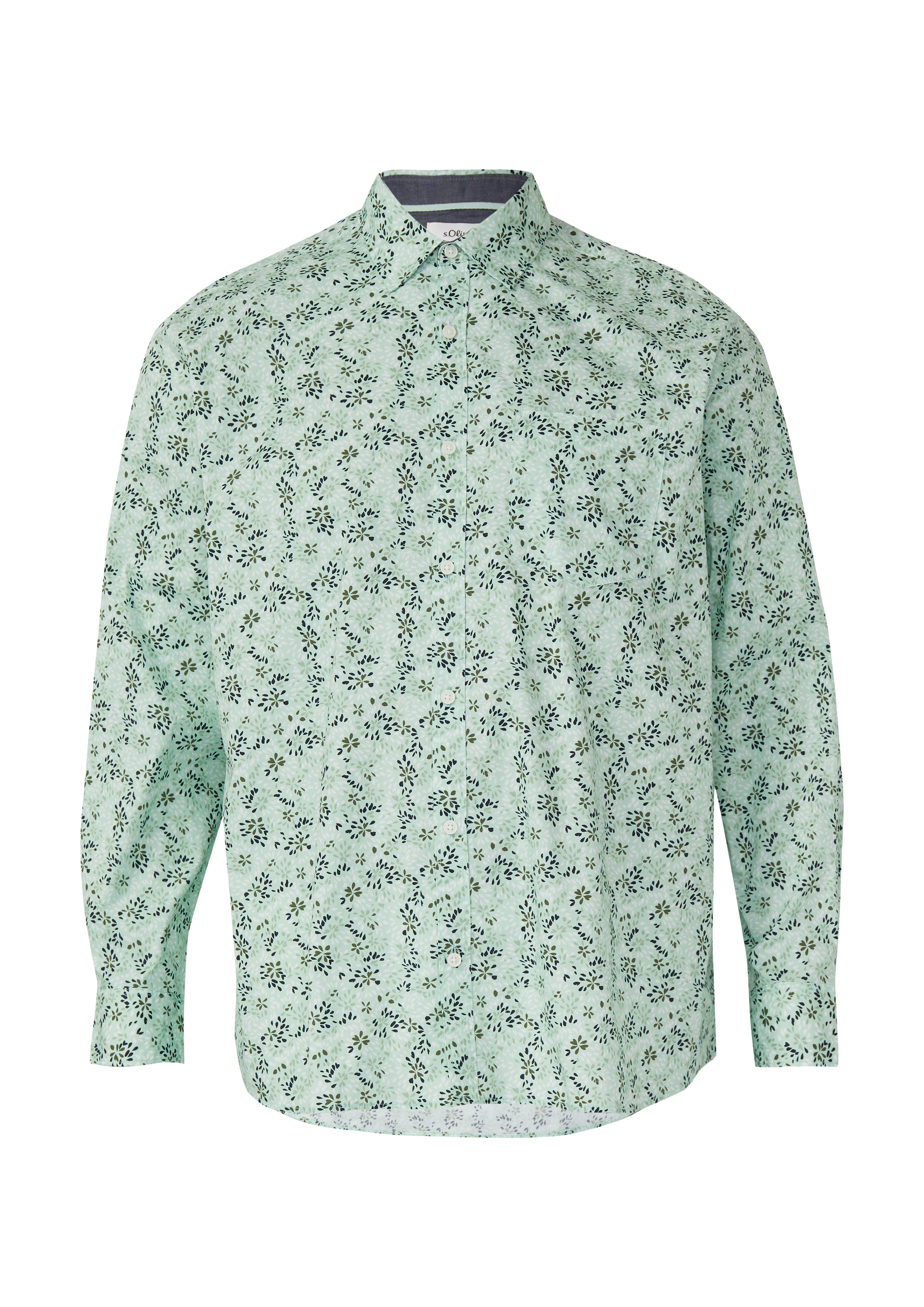 s.Oliver Slim Fit, Langarmhemd Mit All-over-Print Und Kentkragen