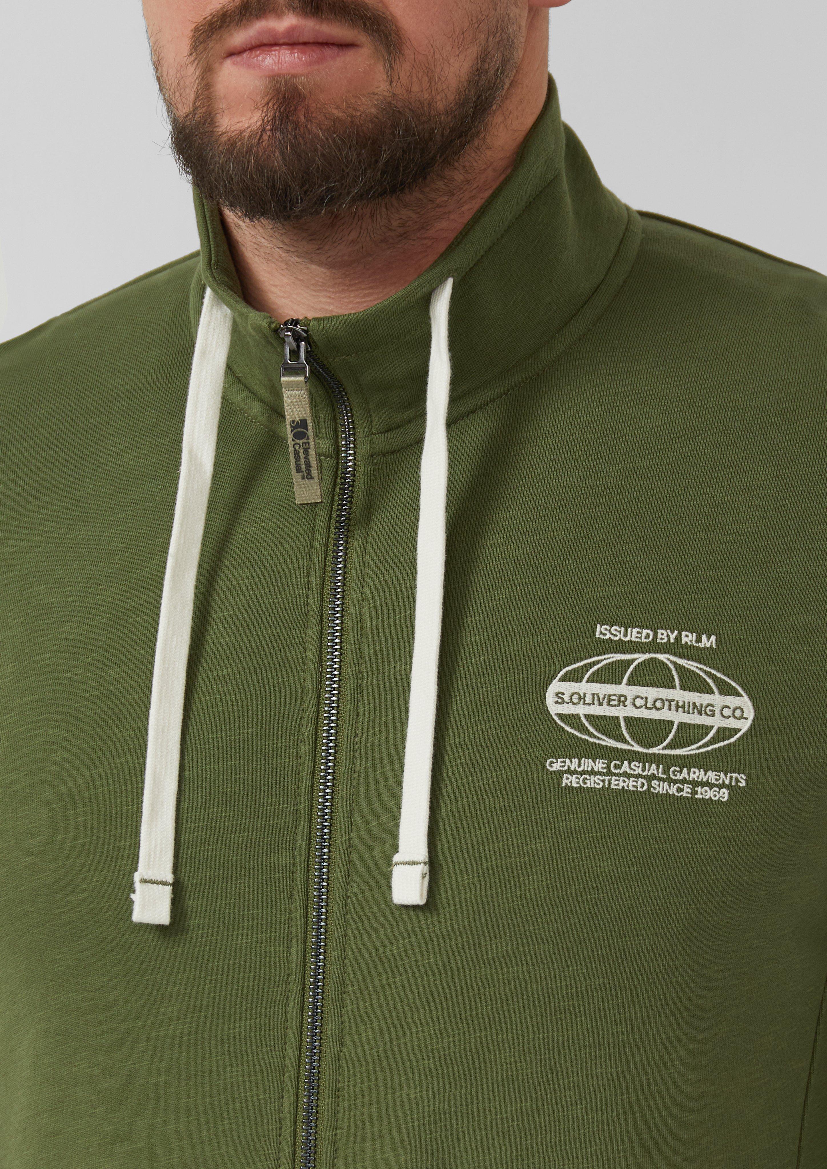 Sweatshirt-Jacke mit Flammgarnstruktur und Artwork