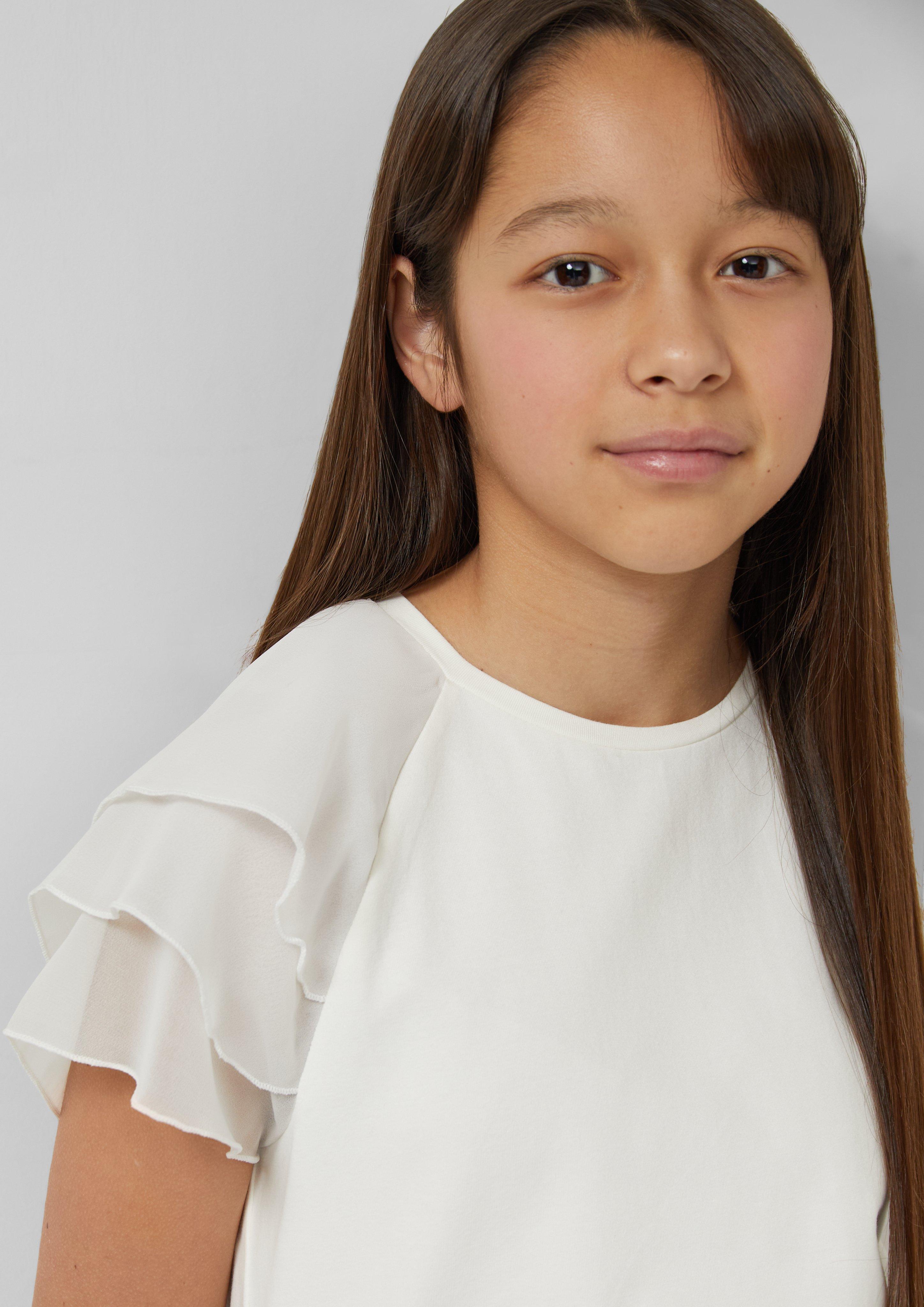 T-Shirt mit Volantärmeln aus Chiffon