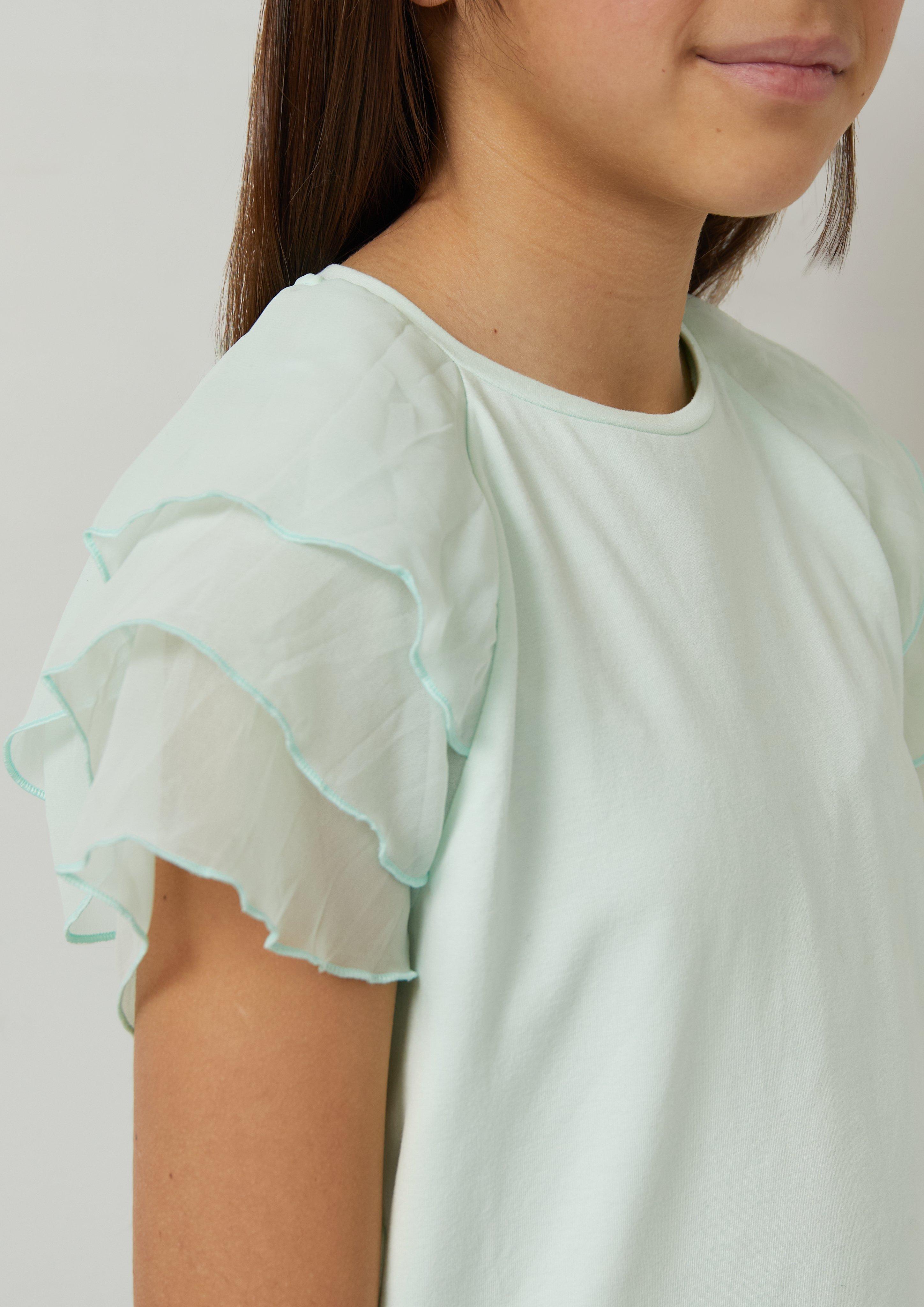 T-Shirt mit Volantärmeln aus Chiffon
