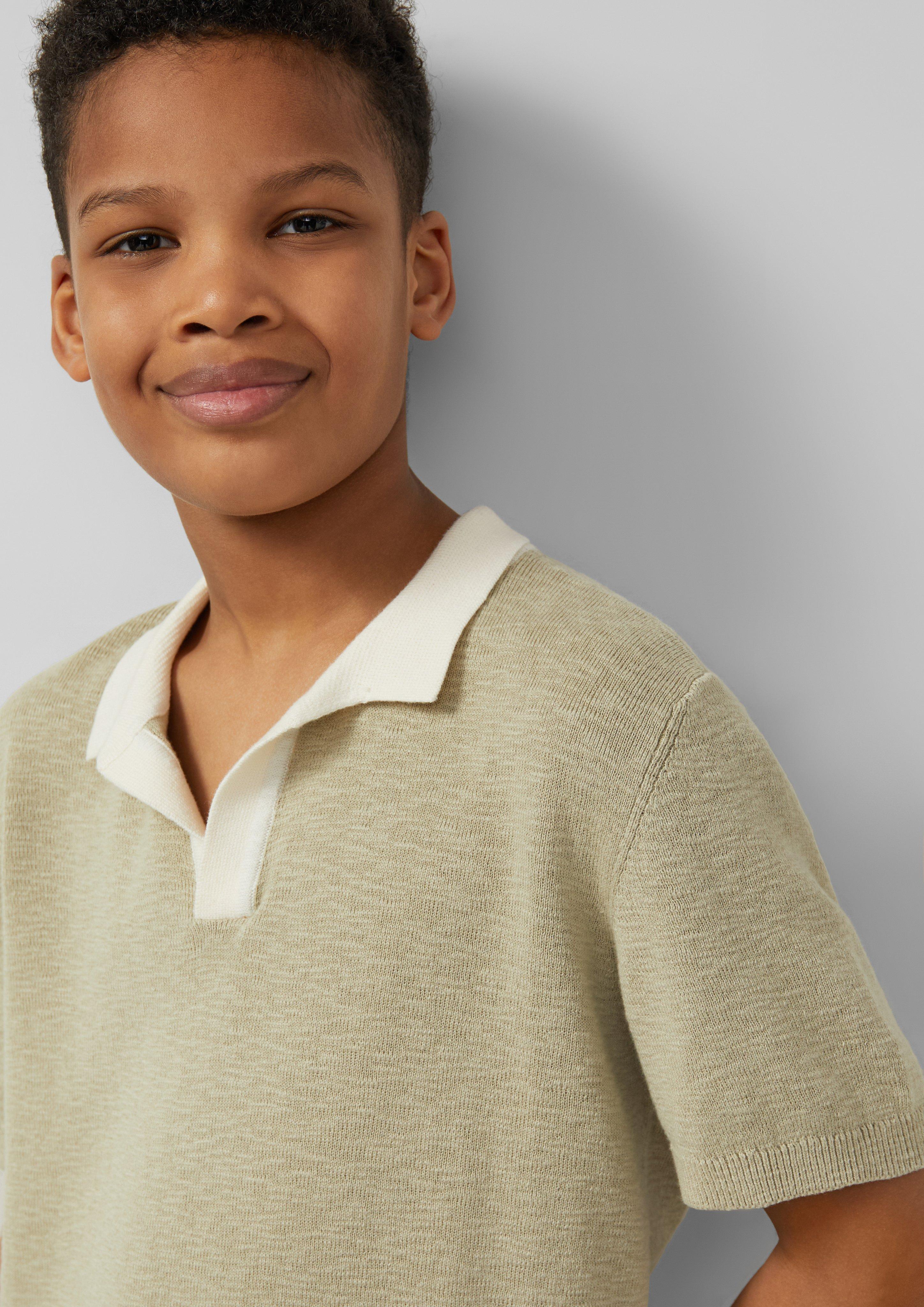Strick-Poloshirt mit Rippbündchen