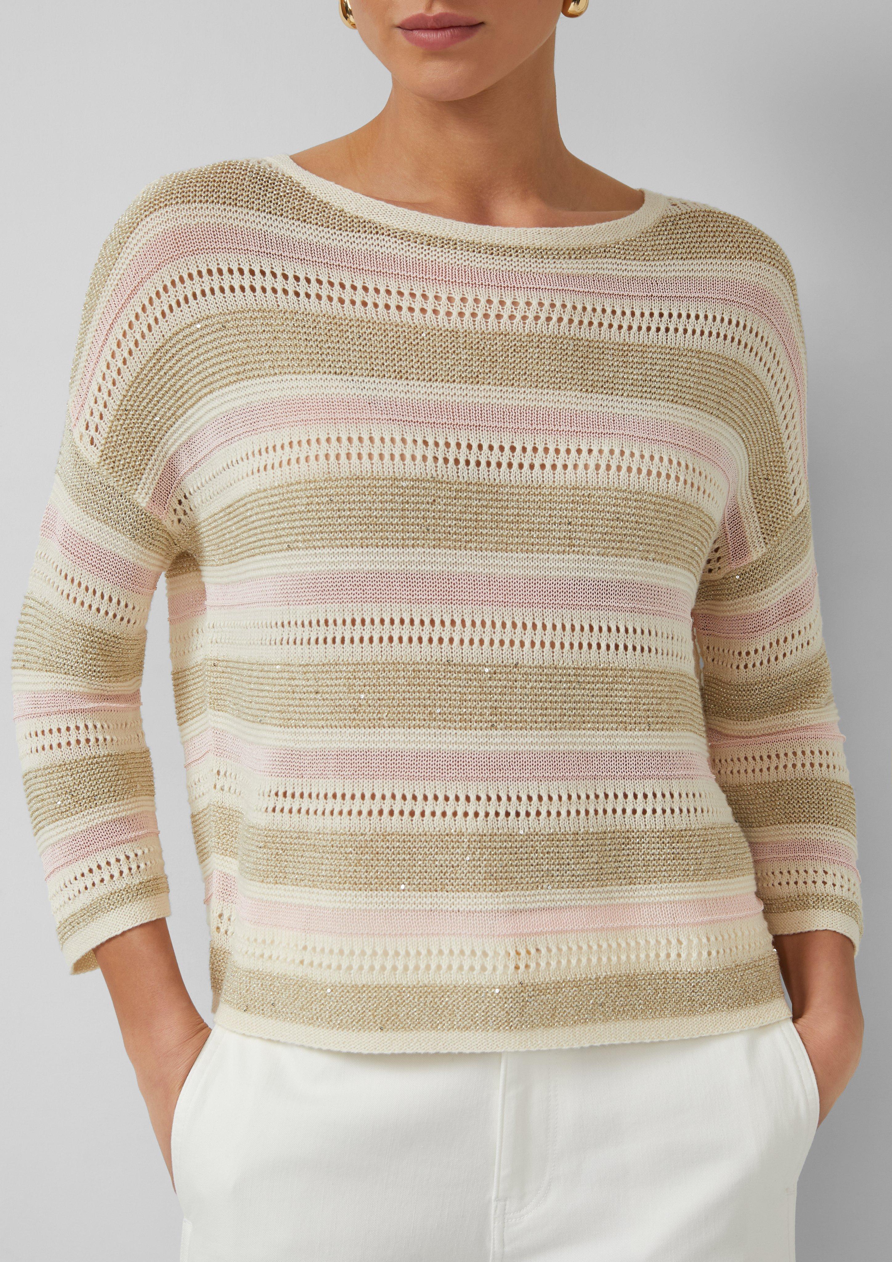 Strickpullover mit Pailletten und U-Boot-Ausschnitt