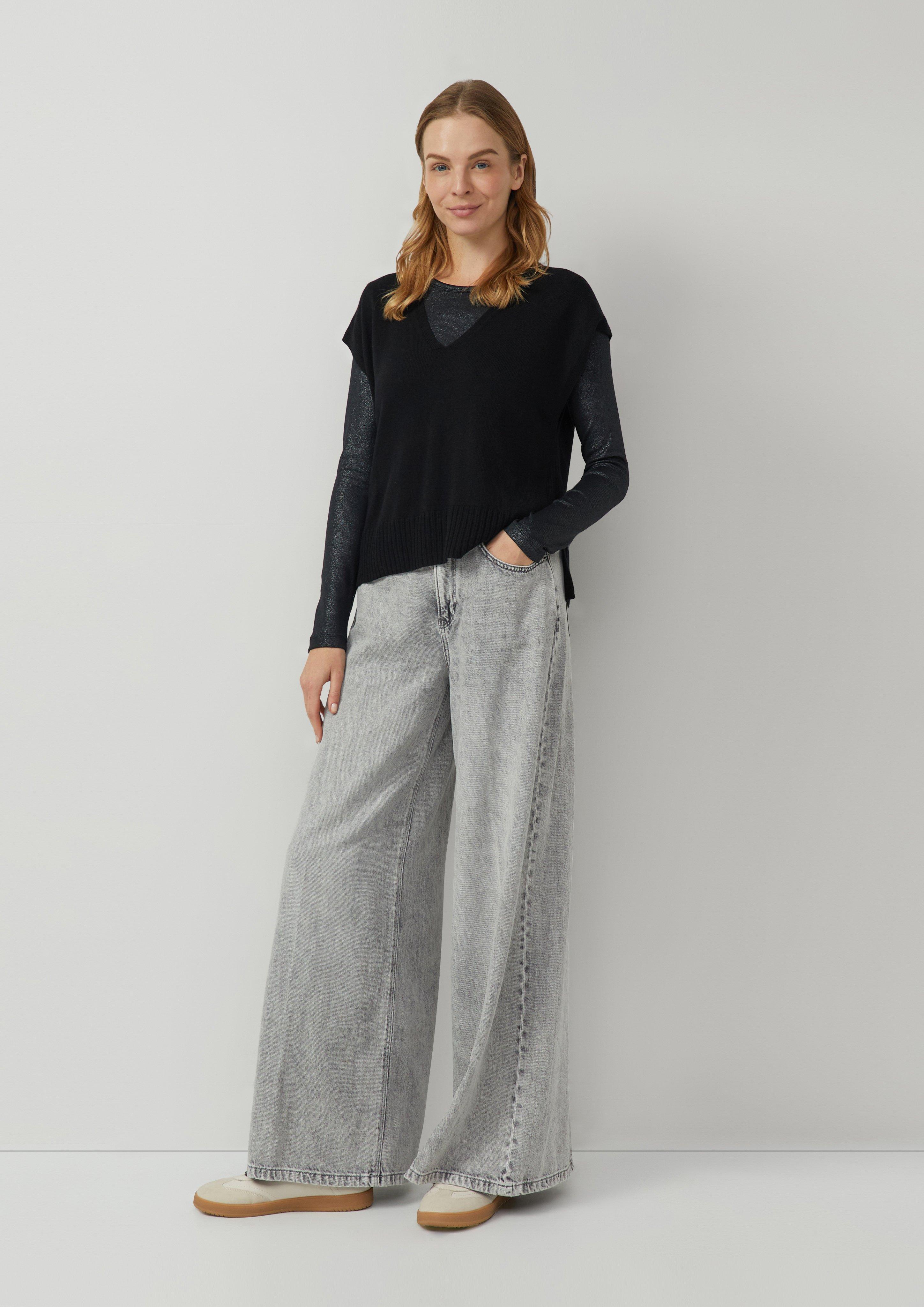 Mouwloze gebreide trui in 9999 & 81W9