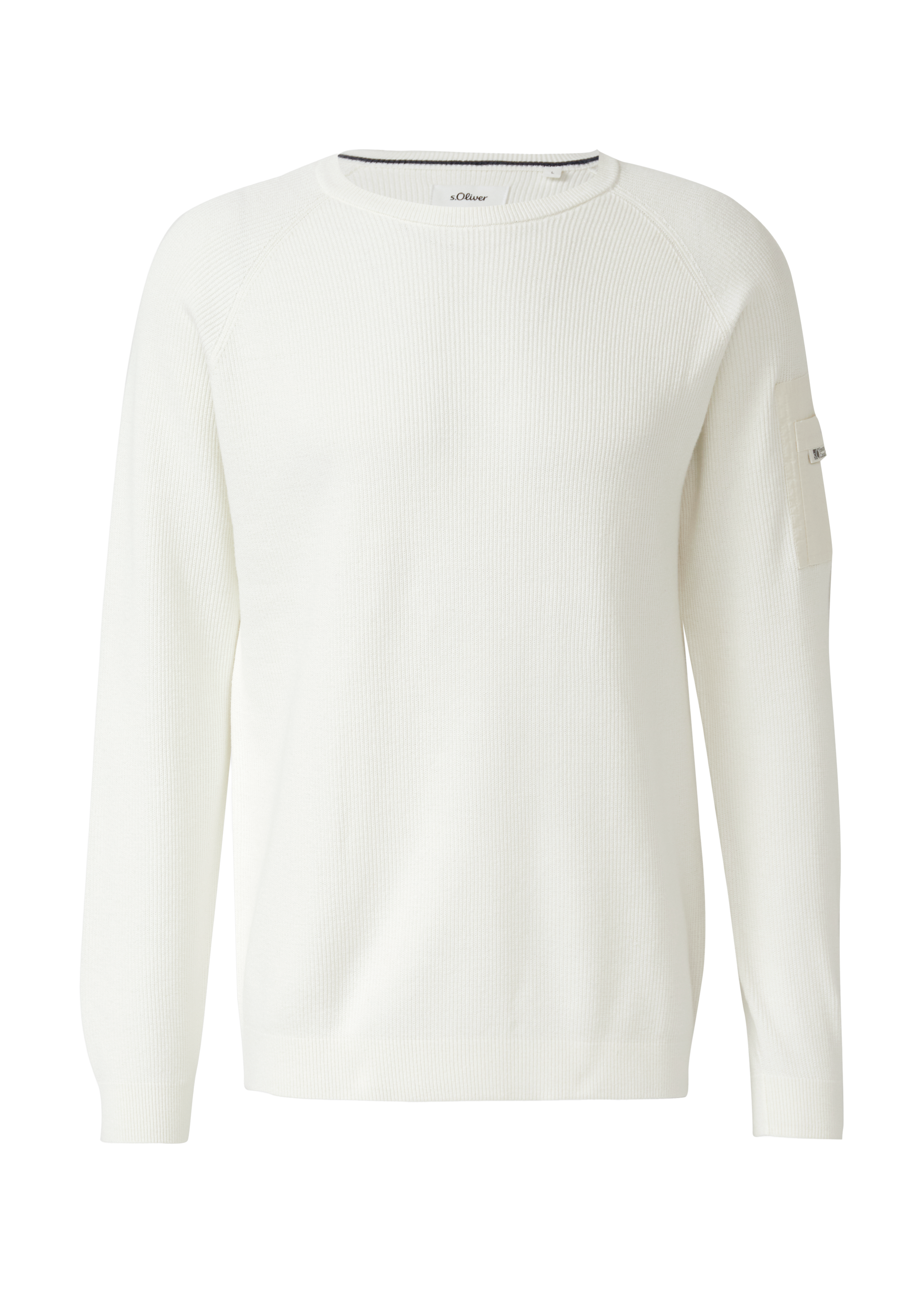 Strukturierter Raglanpullover aus Baumwolle mit Ärmeltasche