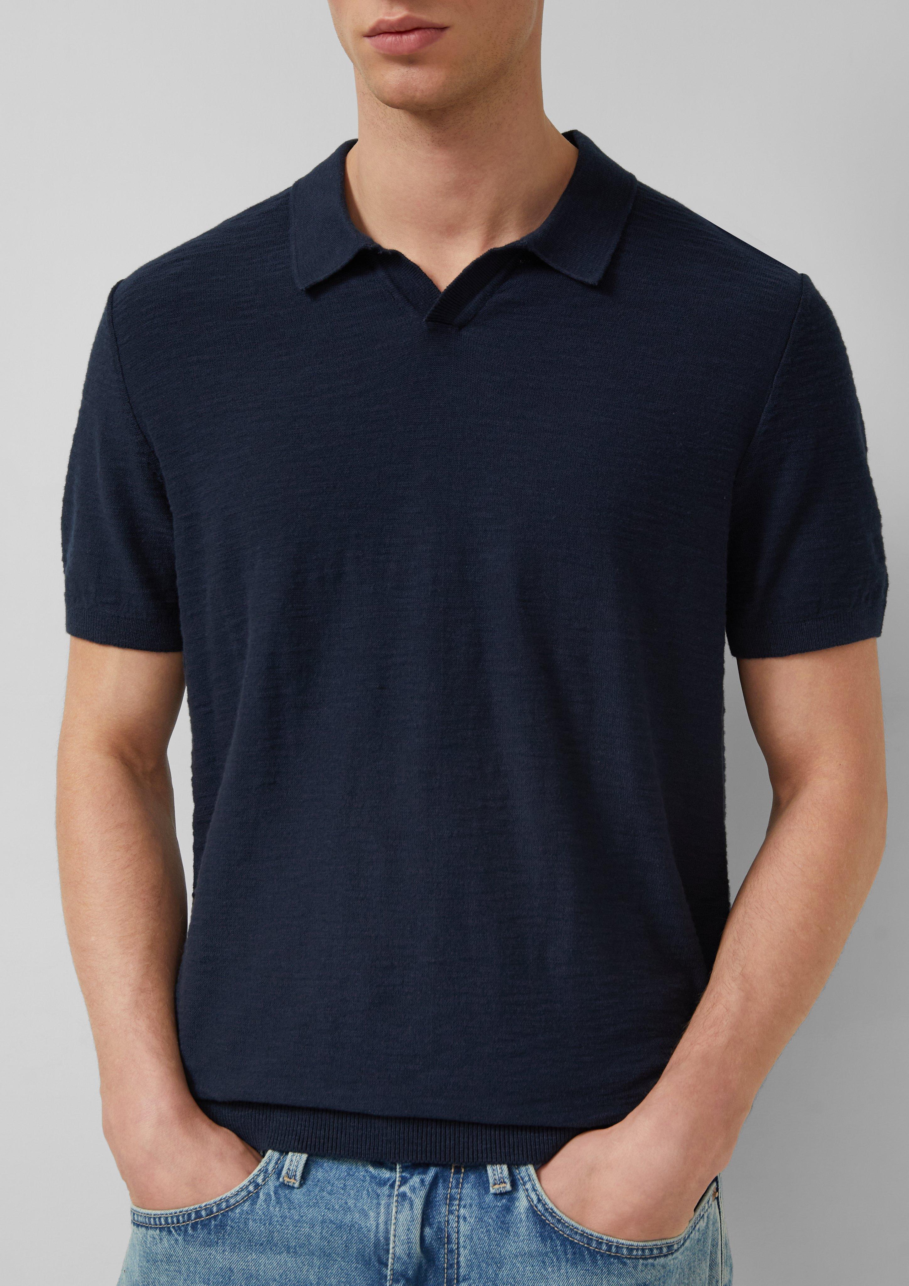 Strick-Poloshirt in Flammgarnstruktur