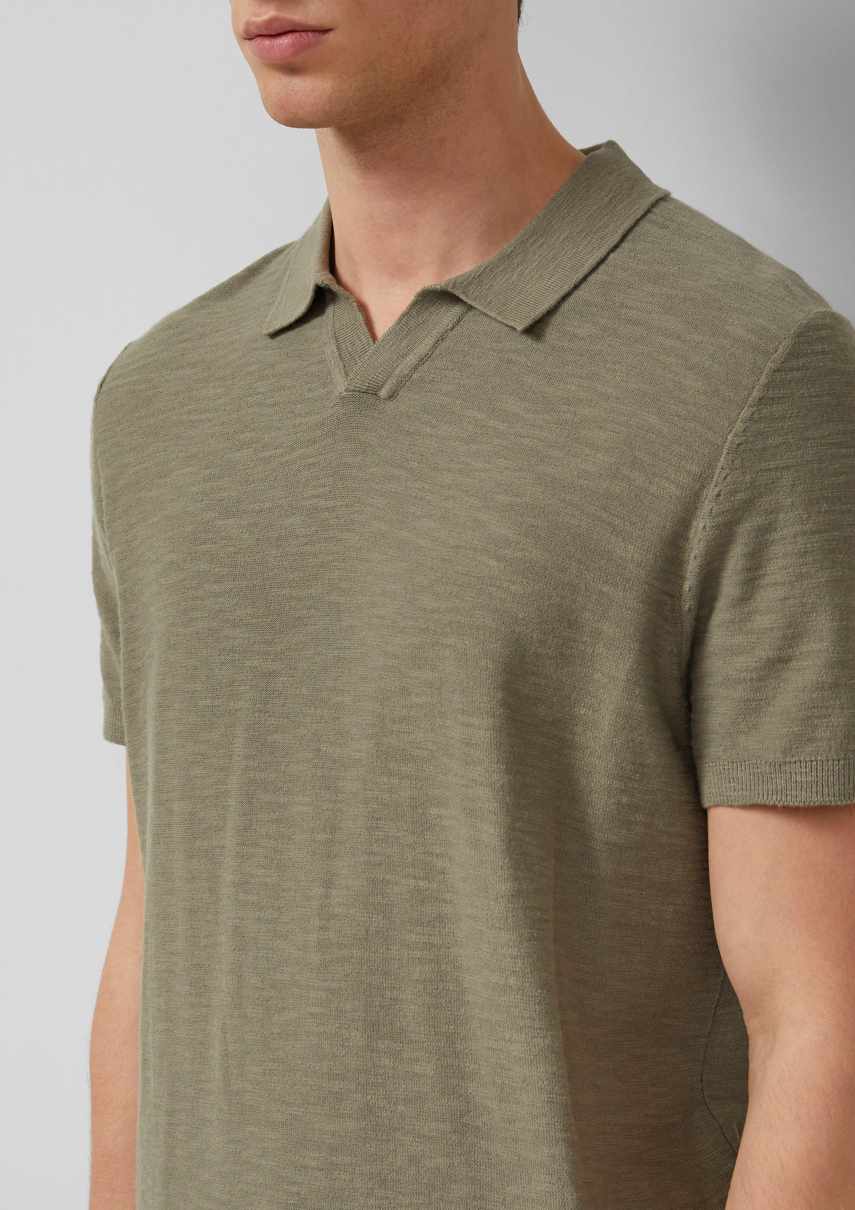 Strick-Poloshirt in Flammgarnstruktur