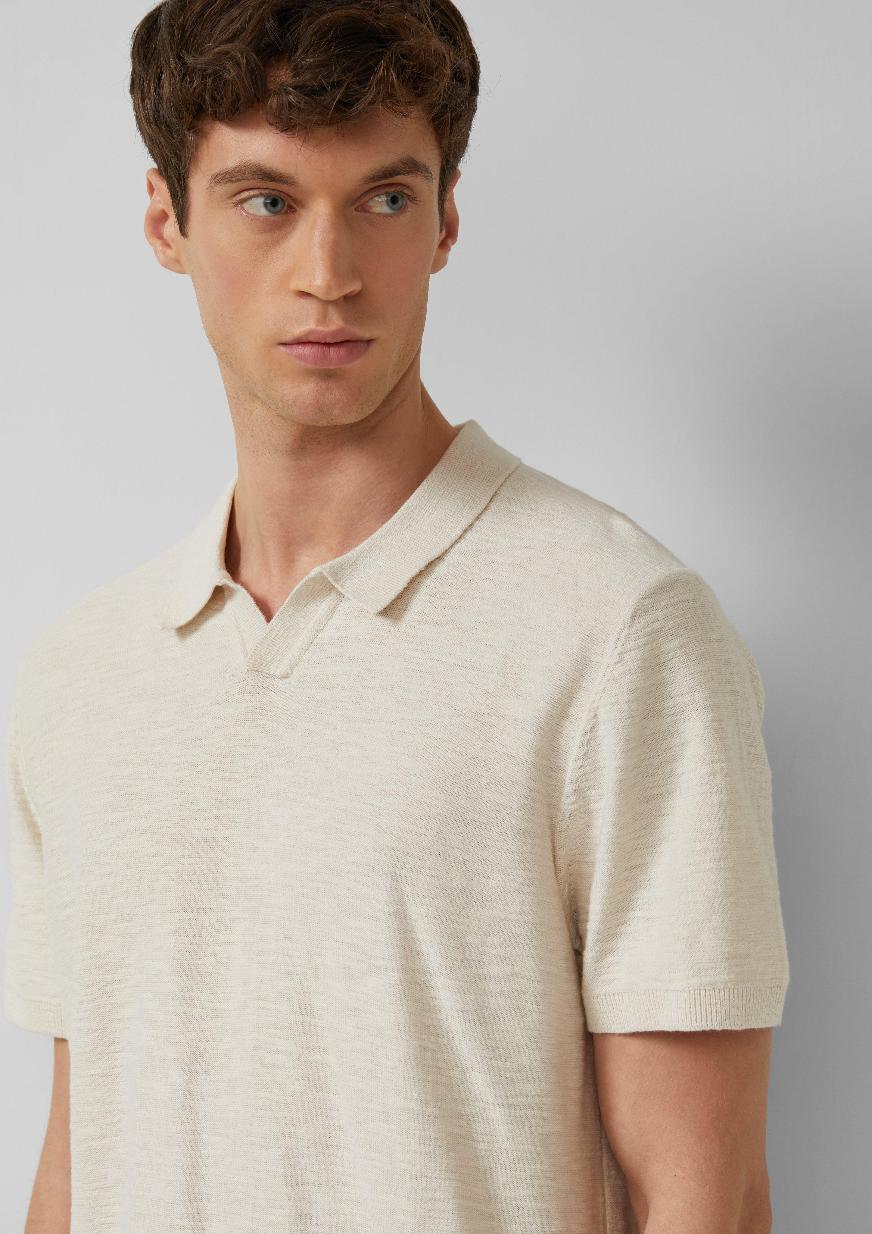 Strick-Poloshirt in Flammgarnstruktur