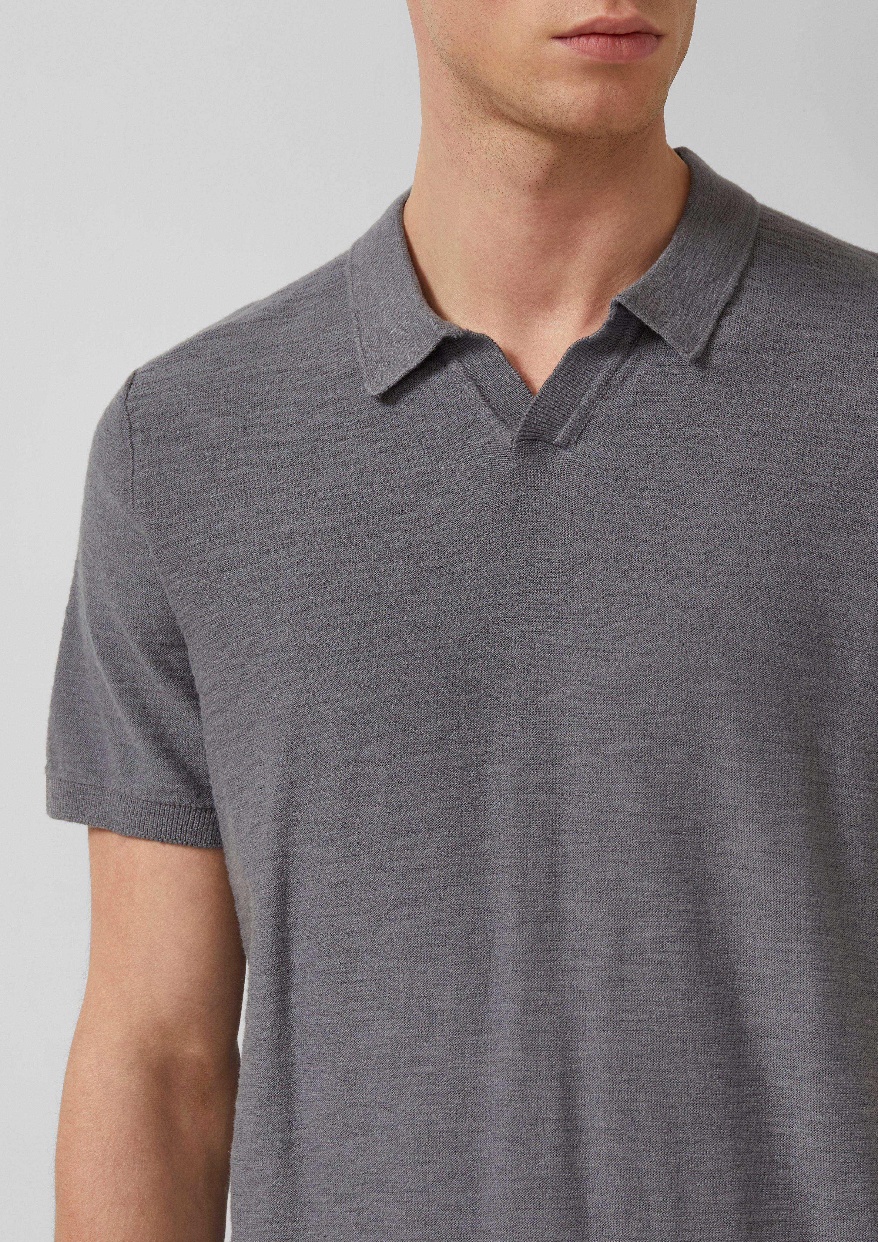 Strick-Poloshirt in Flammgarnstruktur