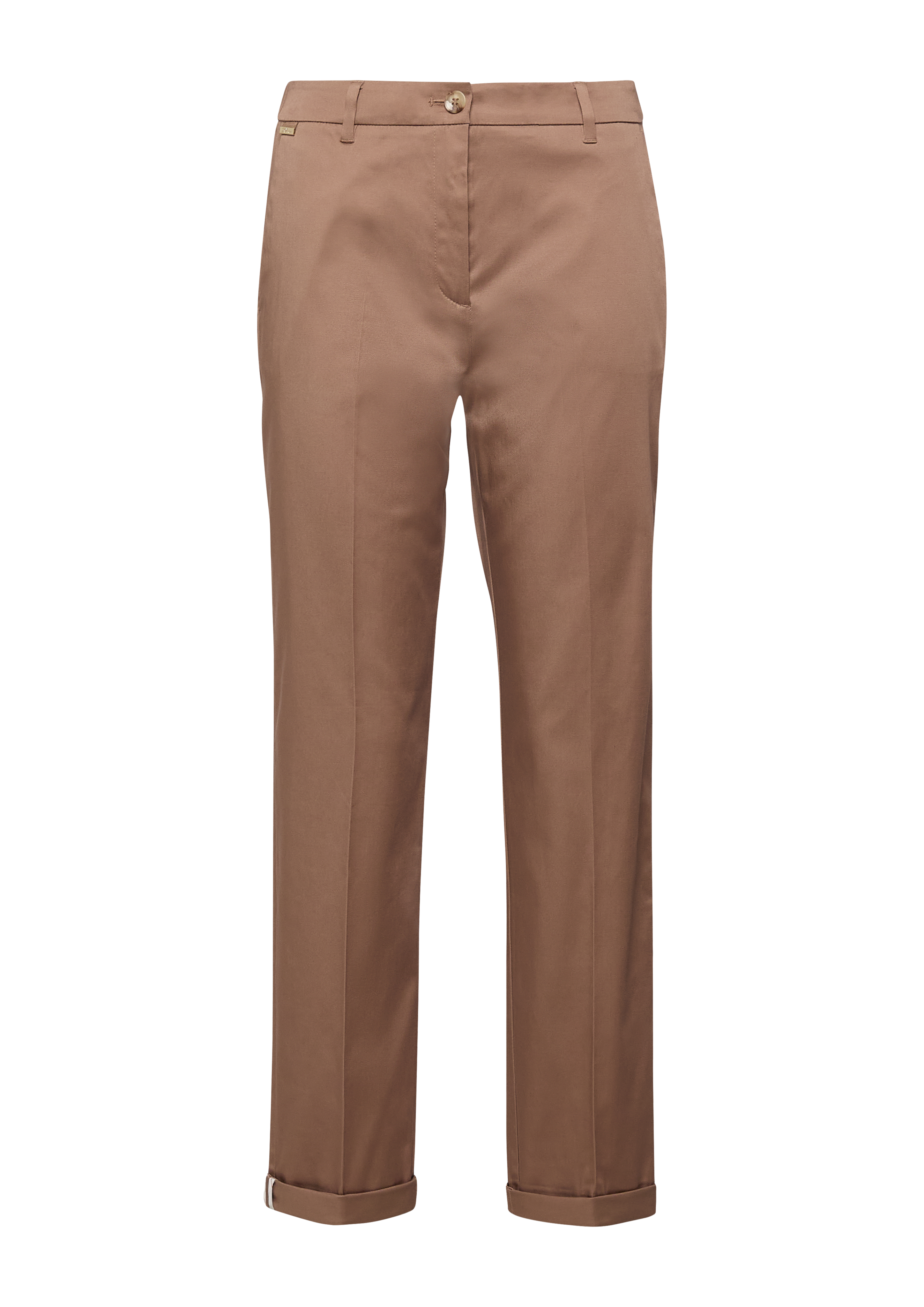 Chinohose mit Turn-up aus Baumwollsatin