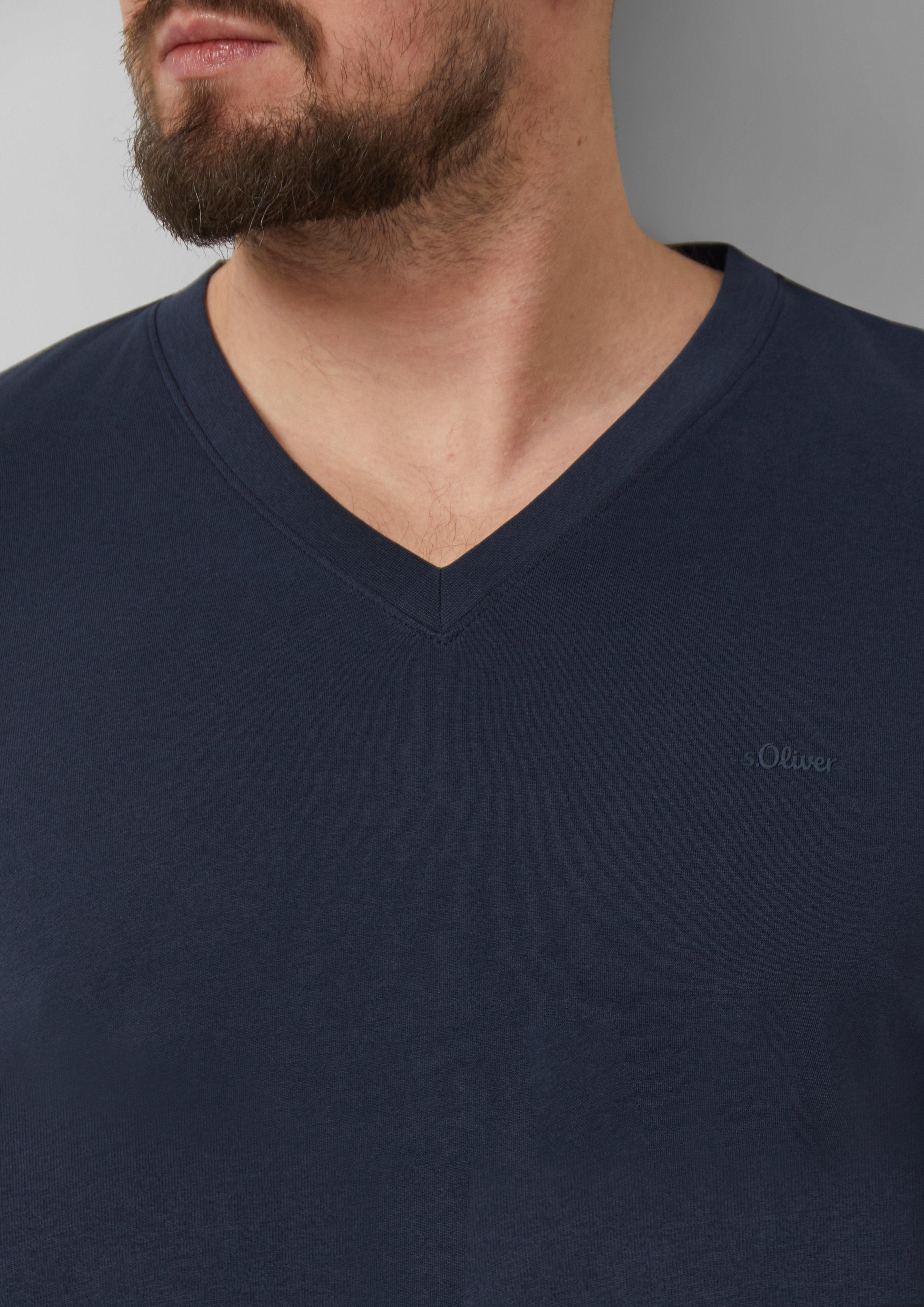 Thumbnail - V-Ausschnitt T-Shirt aus Baumwolle