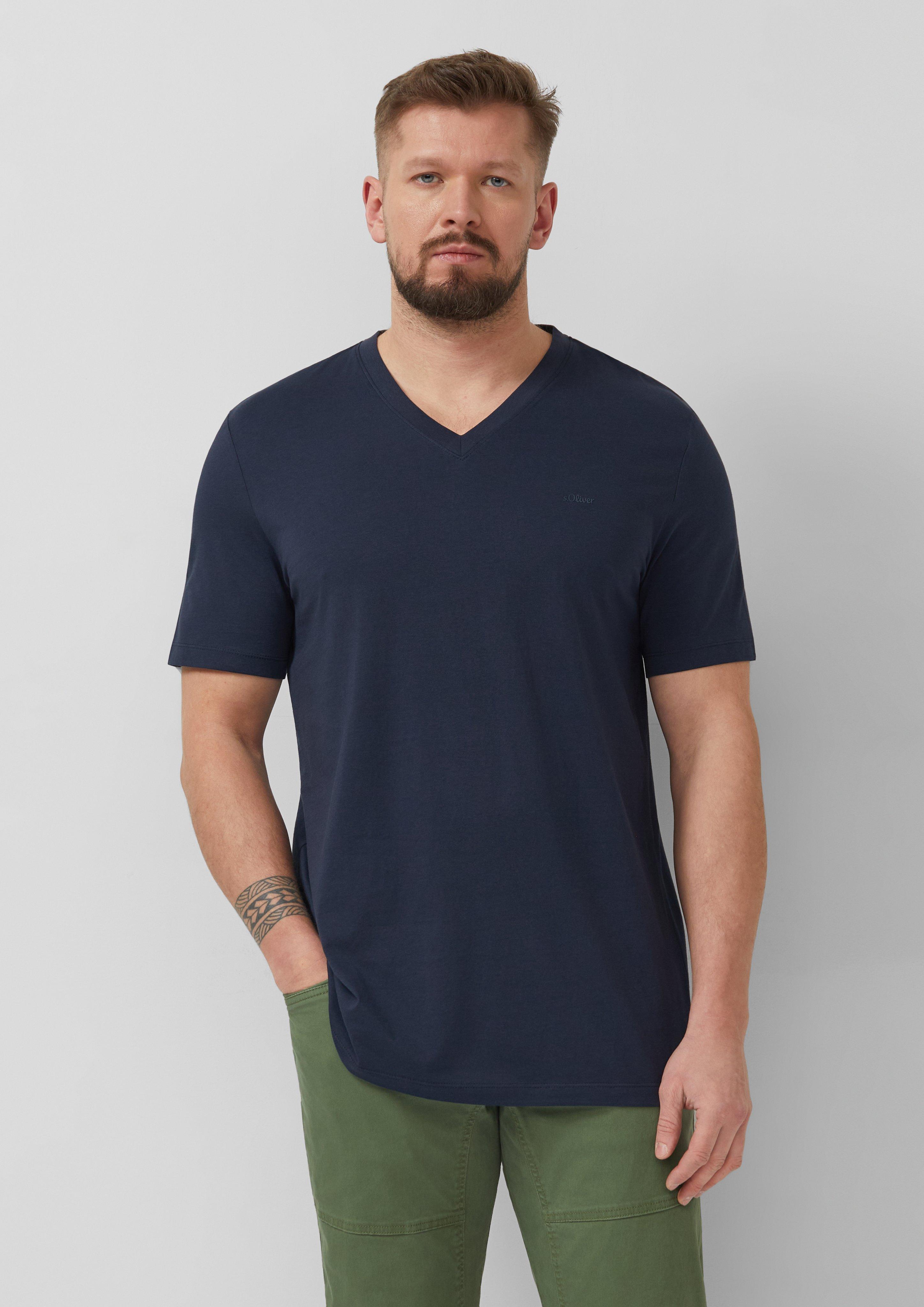 Thumbnail - V-Ausschnitt T-Shirt aus Baumwolle