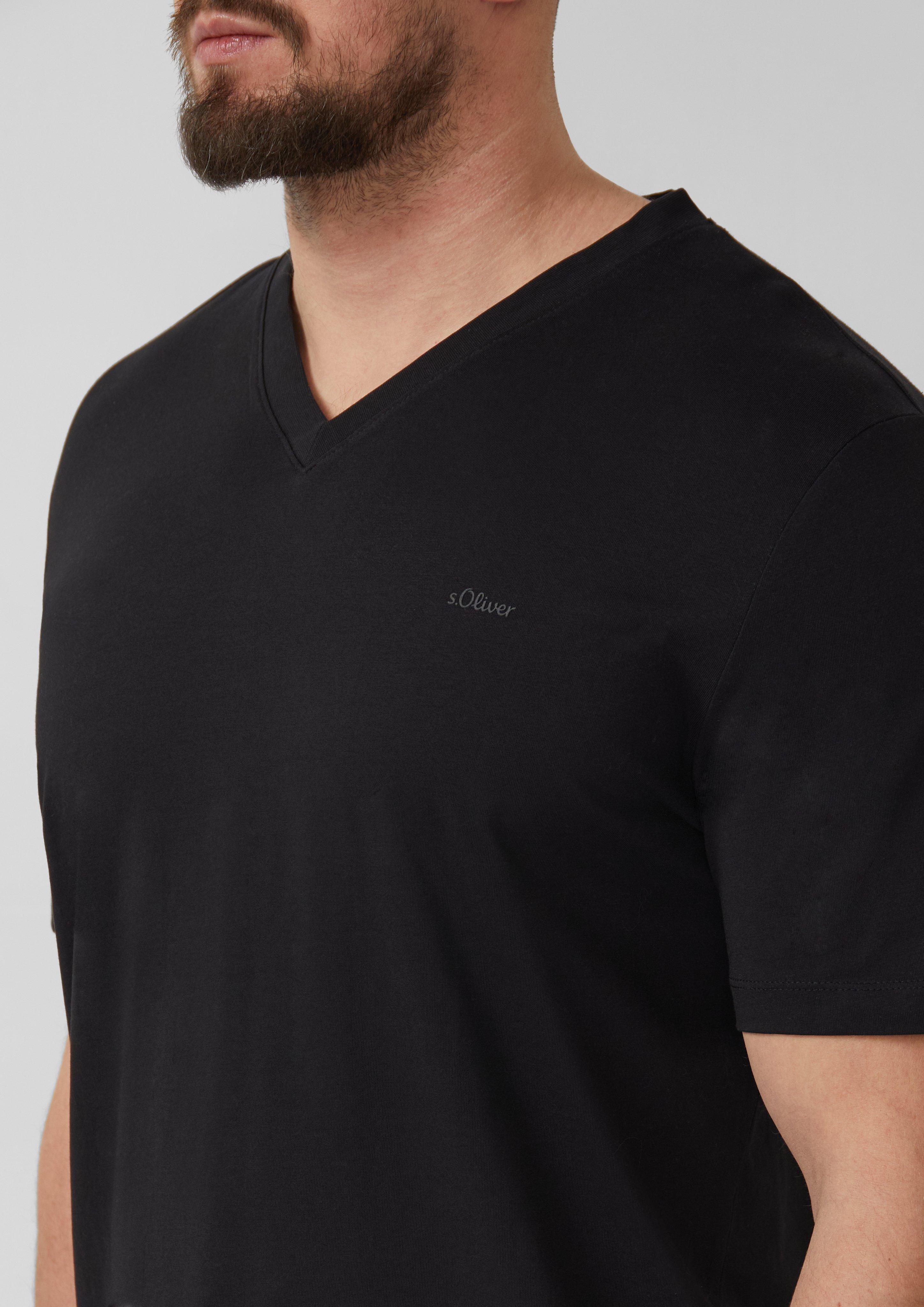 Thumbnail - V-Ausschnitt T-Shirt aus Baumwolle