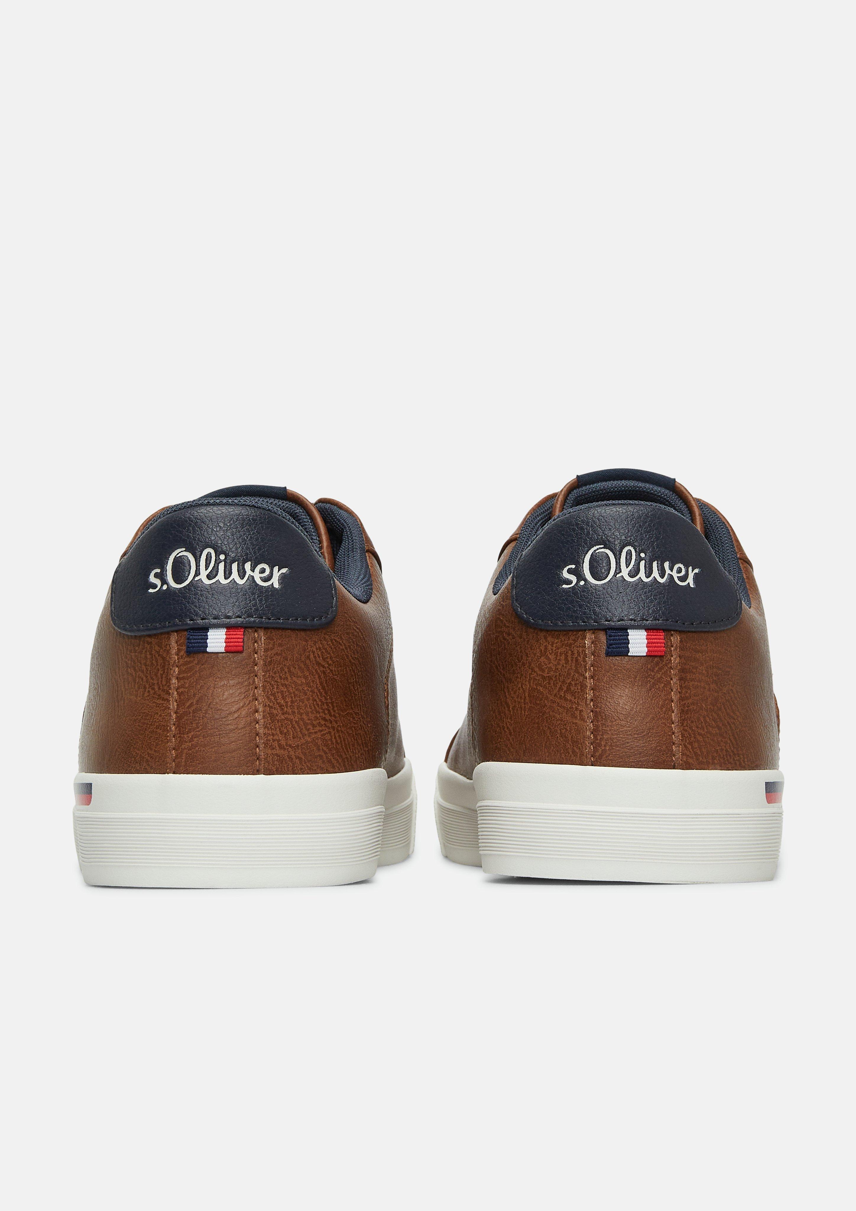 Men Leather-look sneaker in brown by s.Oliver