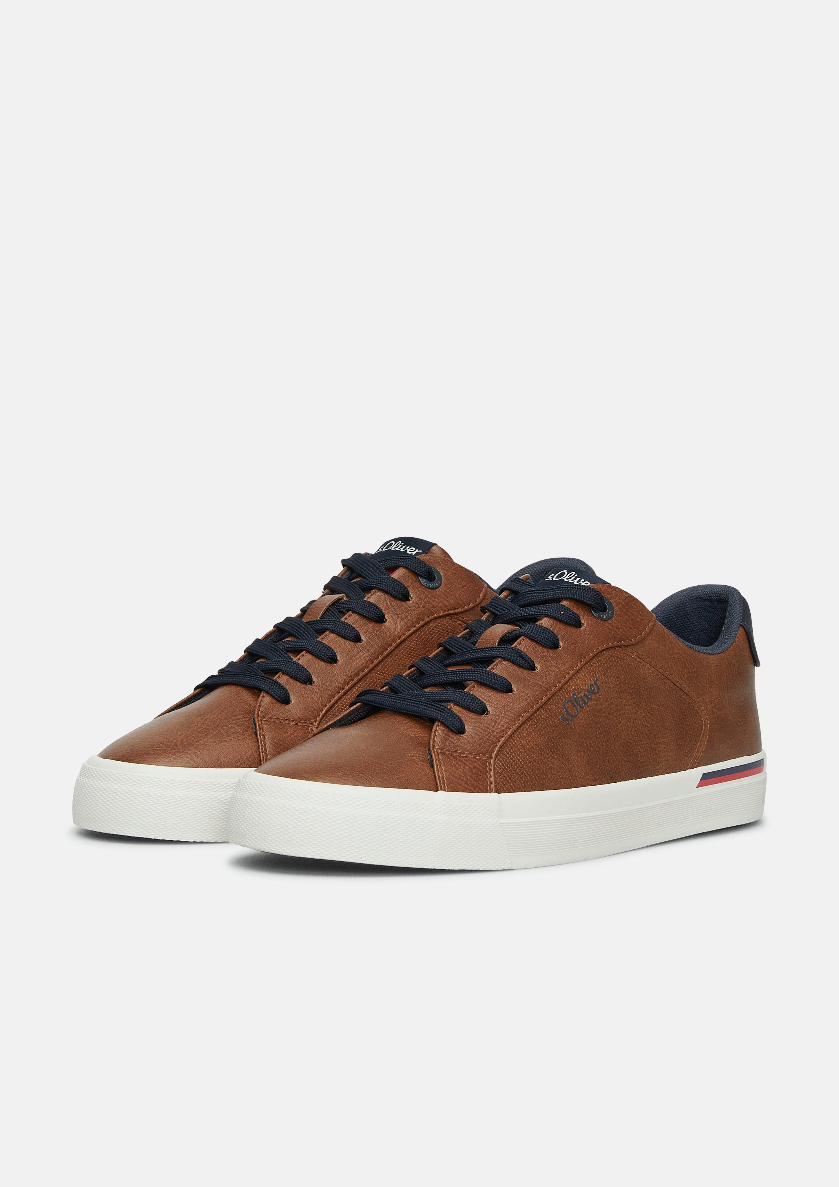 Men Leather-look sneaker in brown by s.Oliver