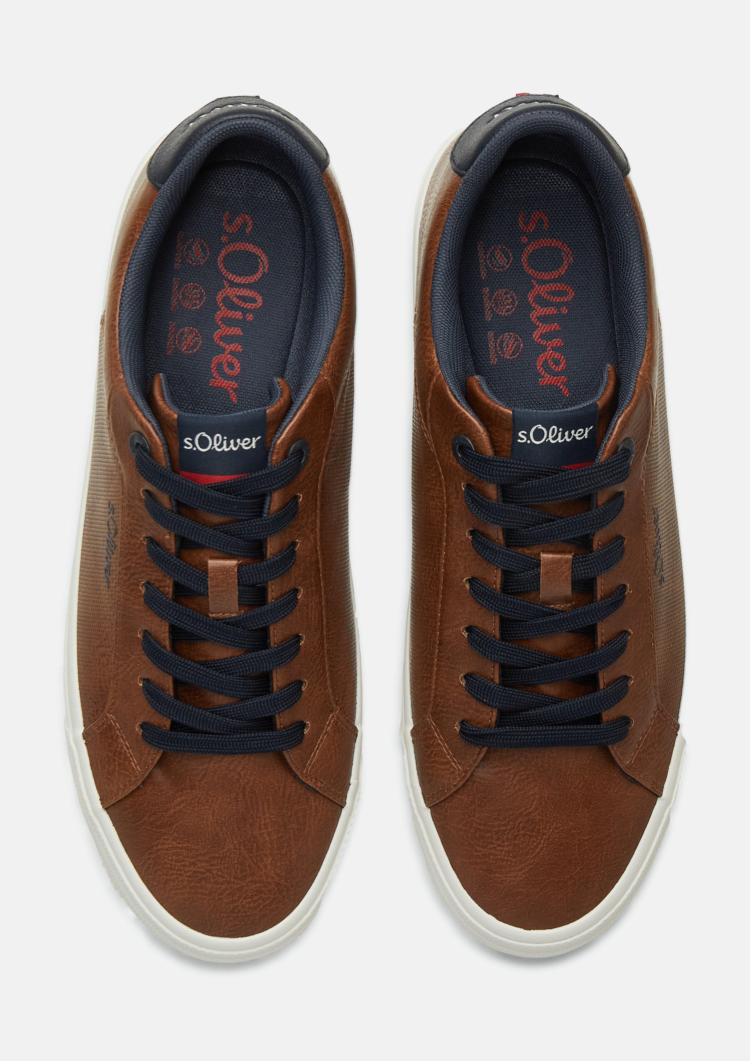 Men Leather-look sneaker in brown by s.Oliver