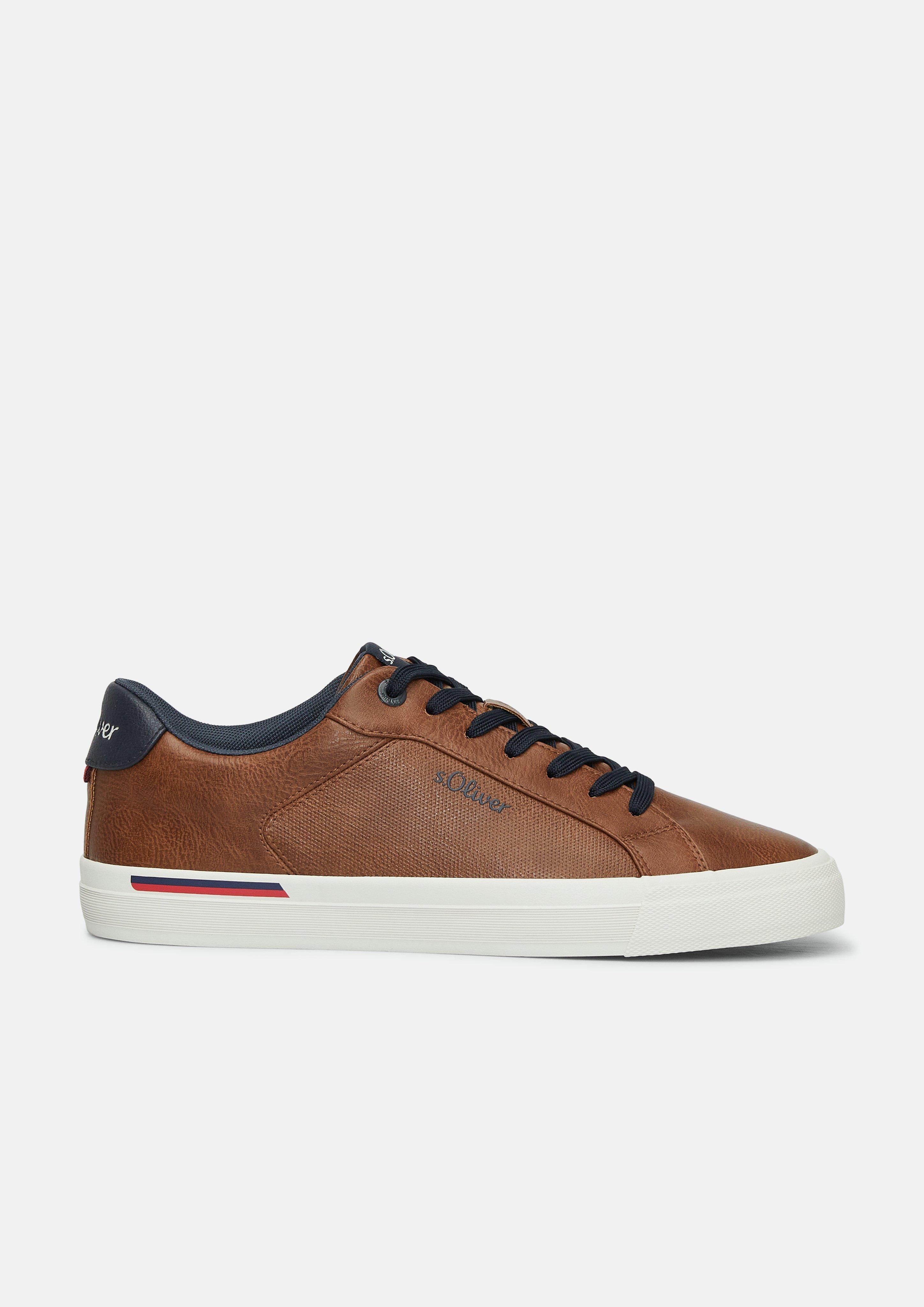 Leather-look sneaker in cinnamon by s.Oliver