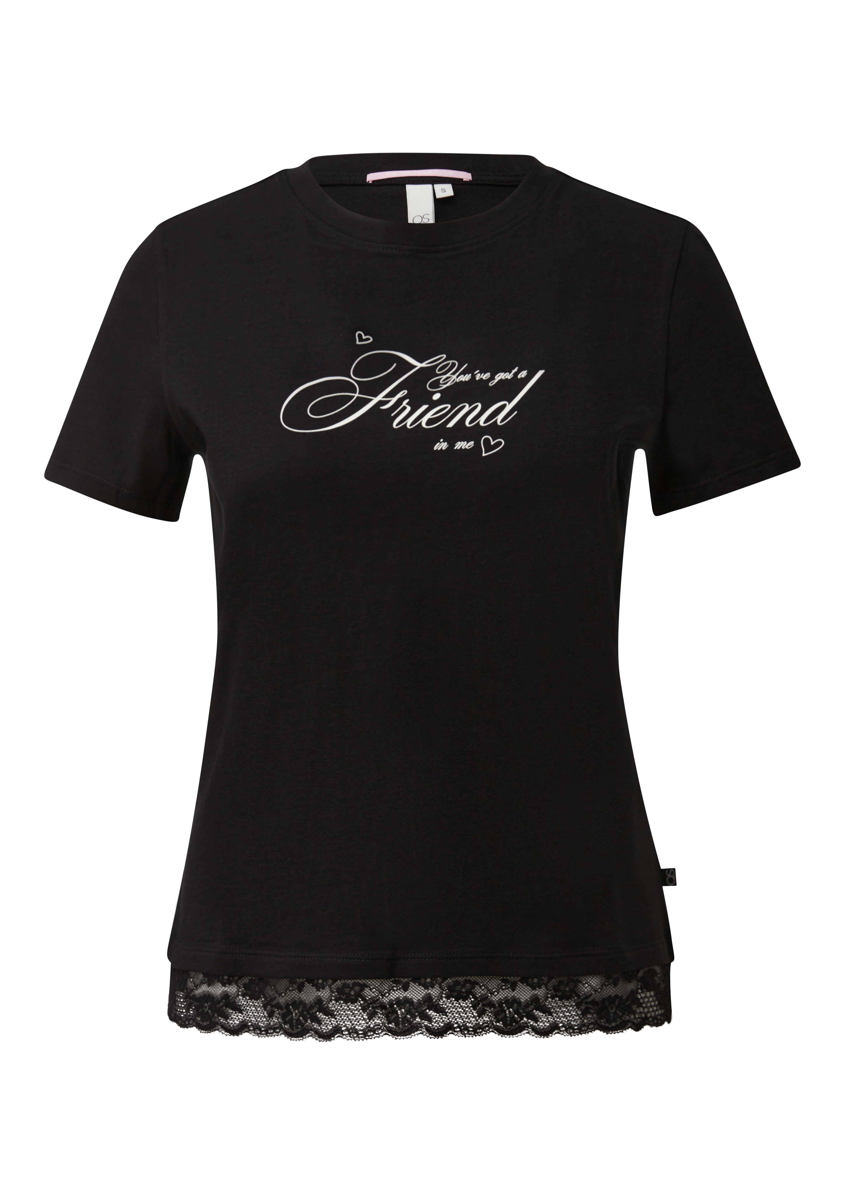 T-shirt met kanten zoom