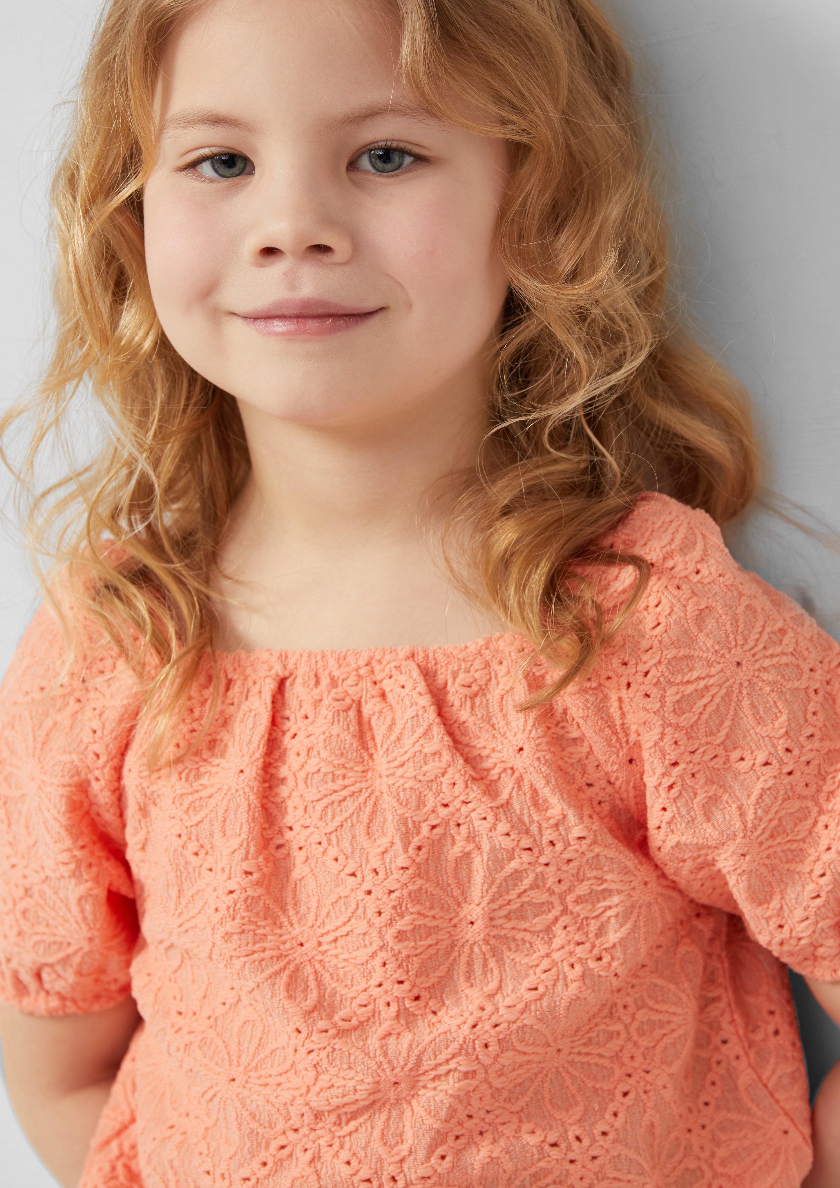 Strukturierte Bluse mit Puffärmeln