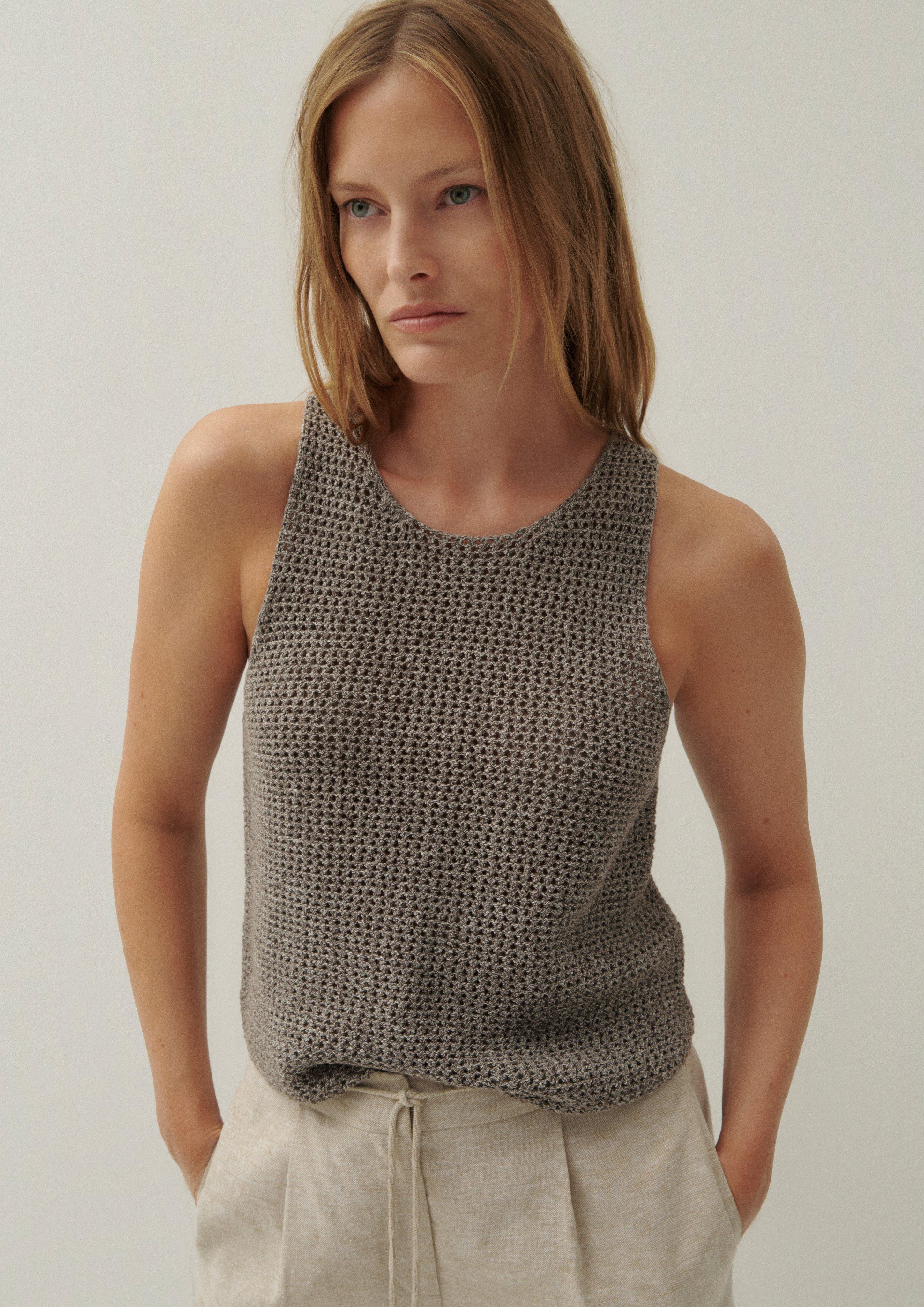 Melierter Pullover aus Ajourstrick in  von COMMA