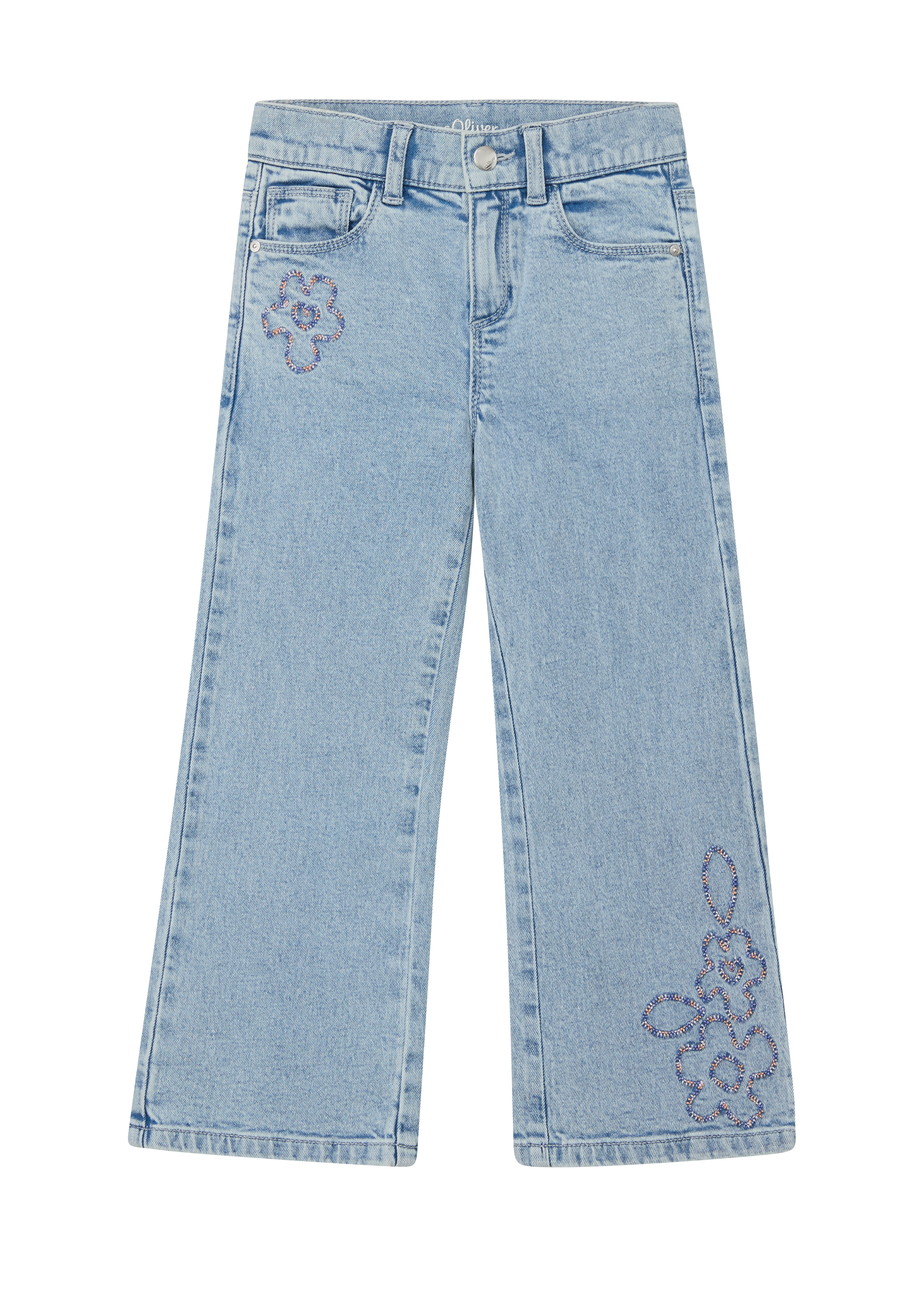 Jeans / Regular Fit / High Rise / Wide Leg / Embroidery - Blue | s