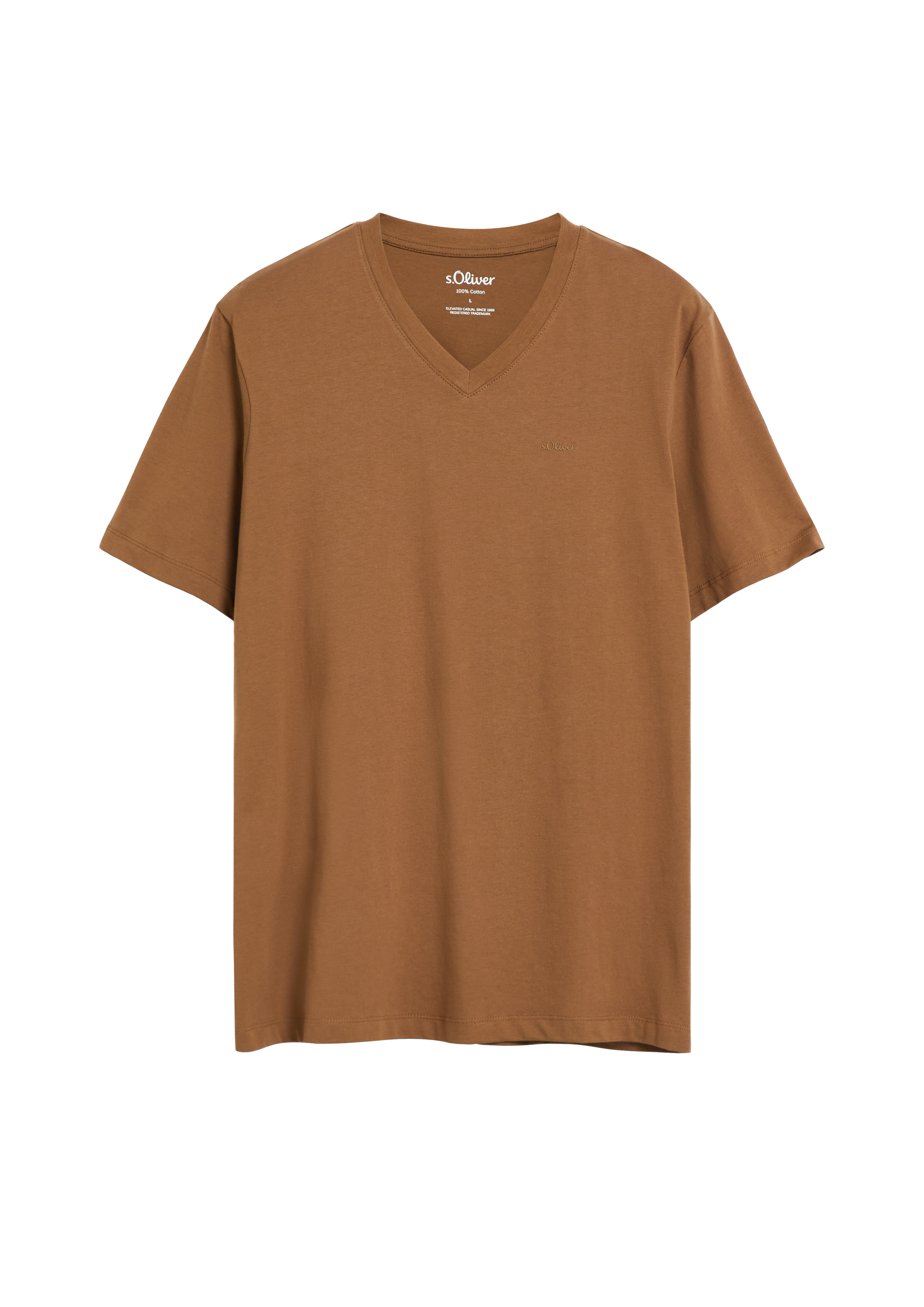 Katoenen T-shirt met logoprint en V-hals