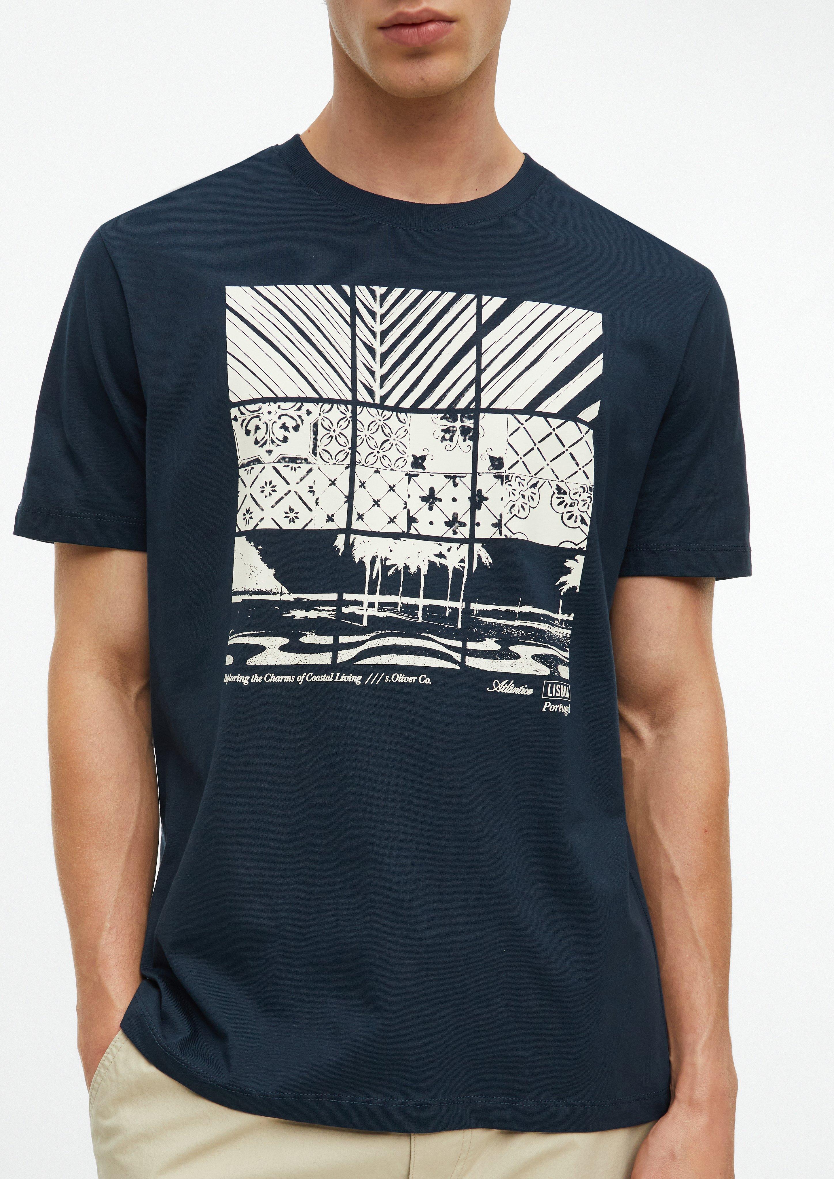 Heren T-shirt in blauw van s.Oliver