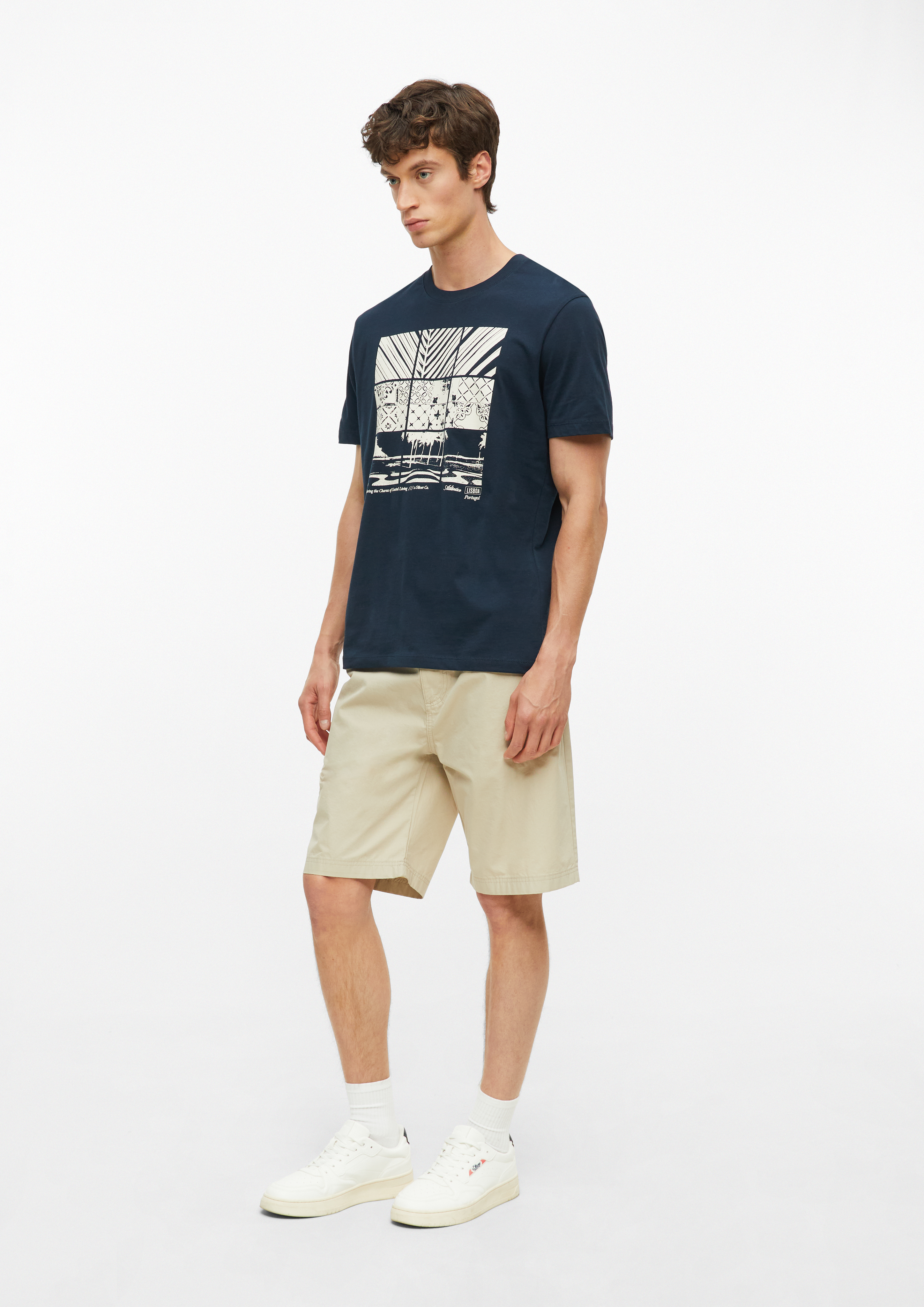 Heren T-shirt in blauw van s.Oliver